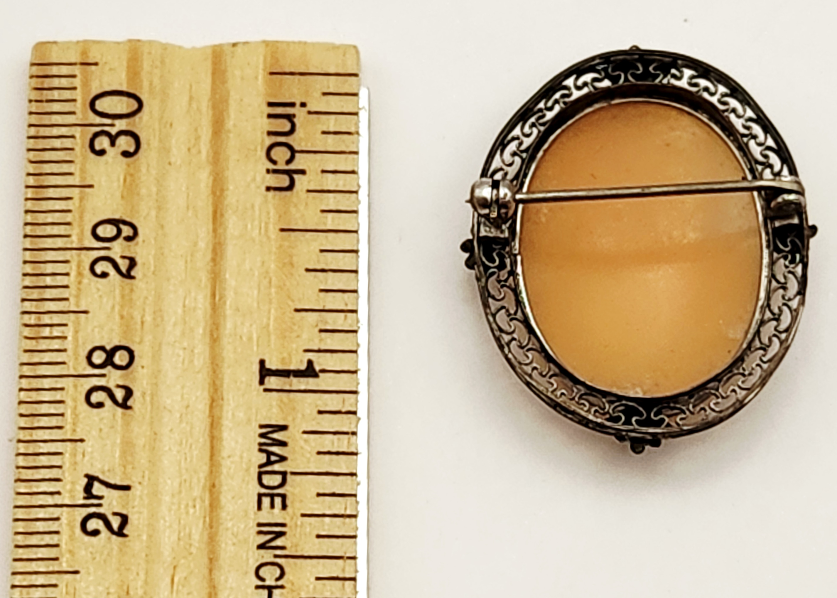 Carved Shell Cameo Filigree Brooch