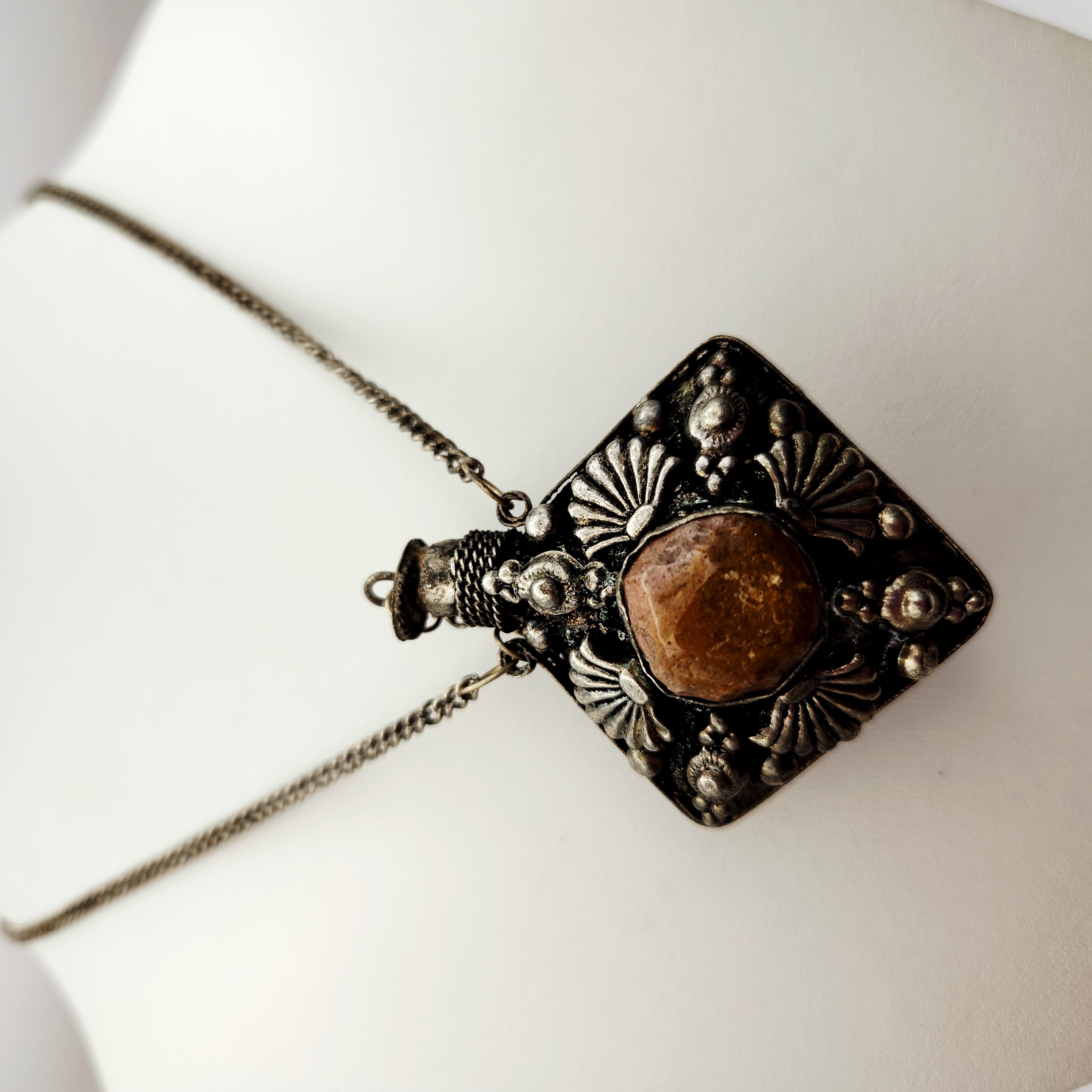 Vintage Silver-Tone Perfume Bottle Necklace