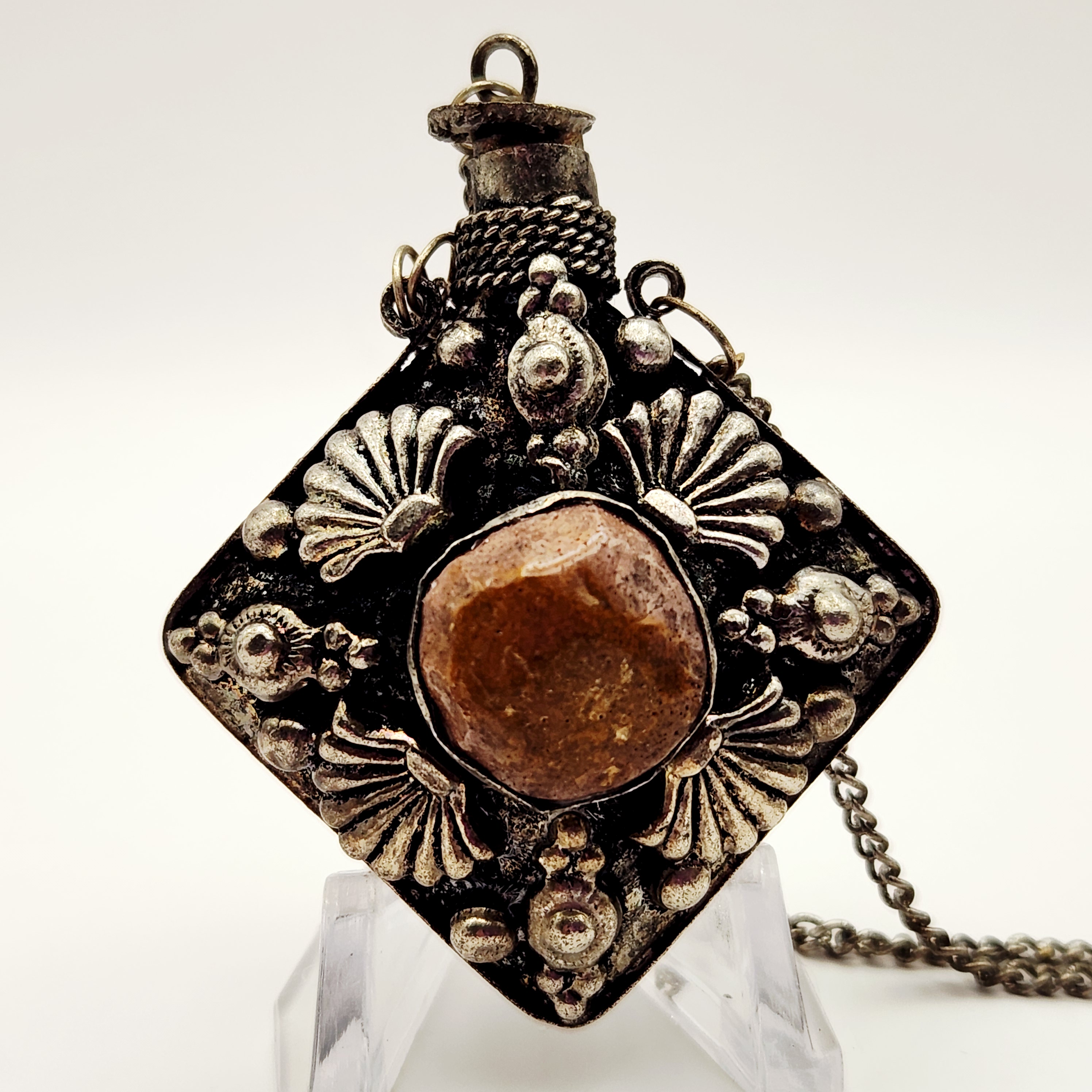 Vintage Silver-Tone Perfume Bottle Necklace