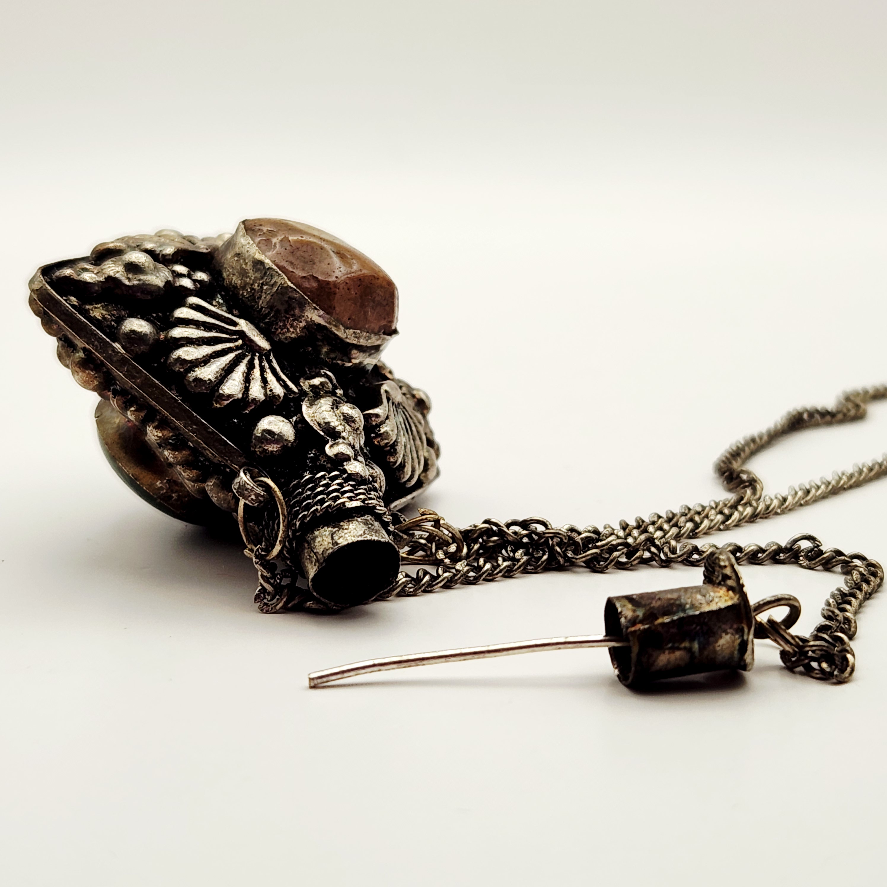 Vintage Silver-Tone Perfume Bottle Necklace