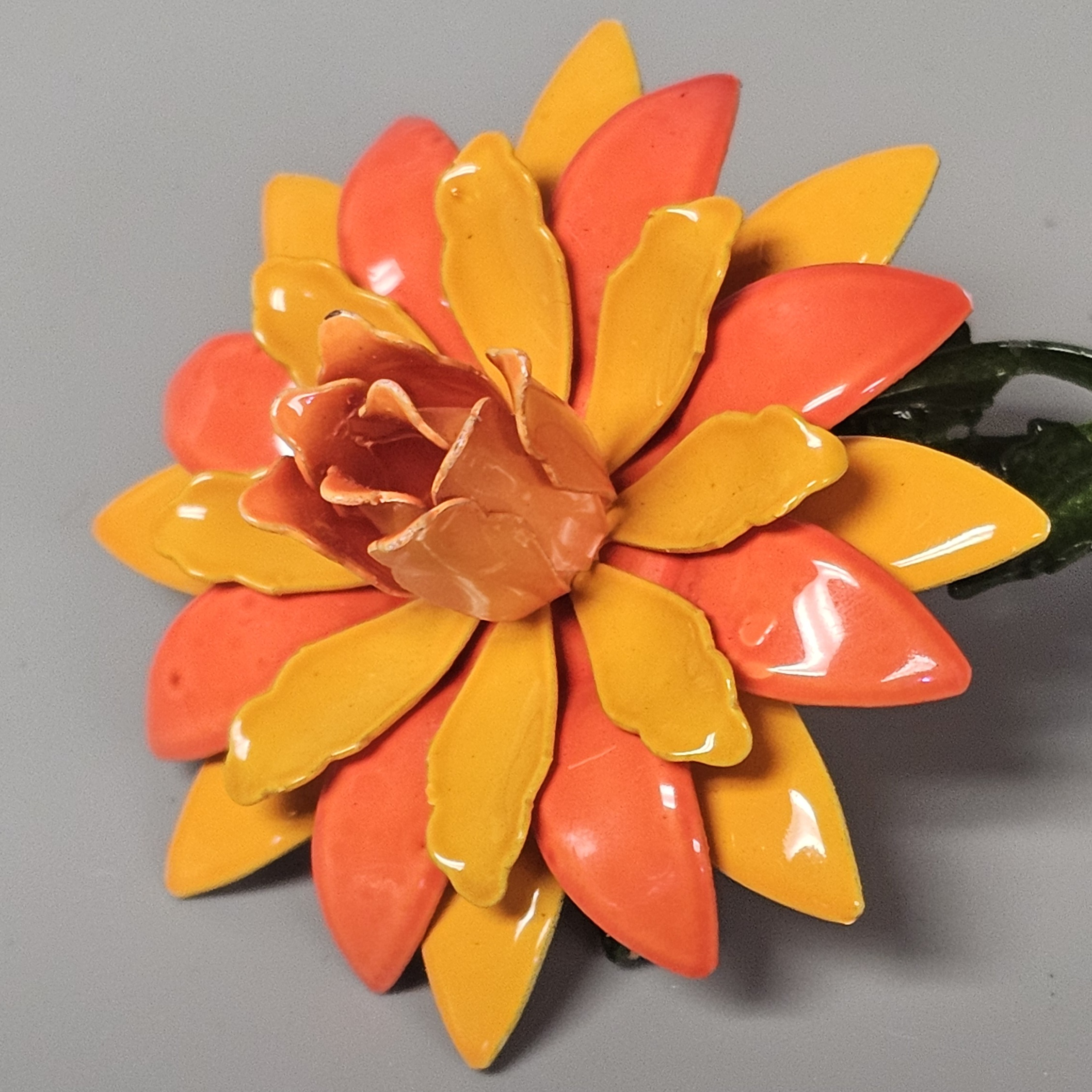 Enameled Floral Brooches and Jacobson's Earrings