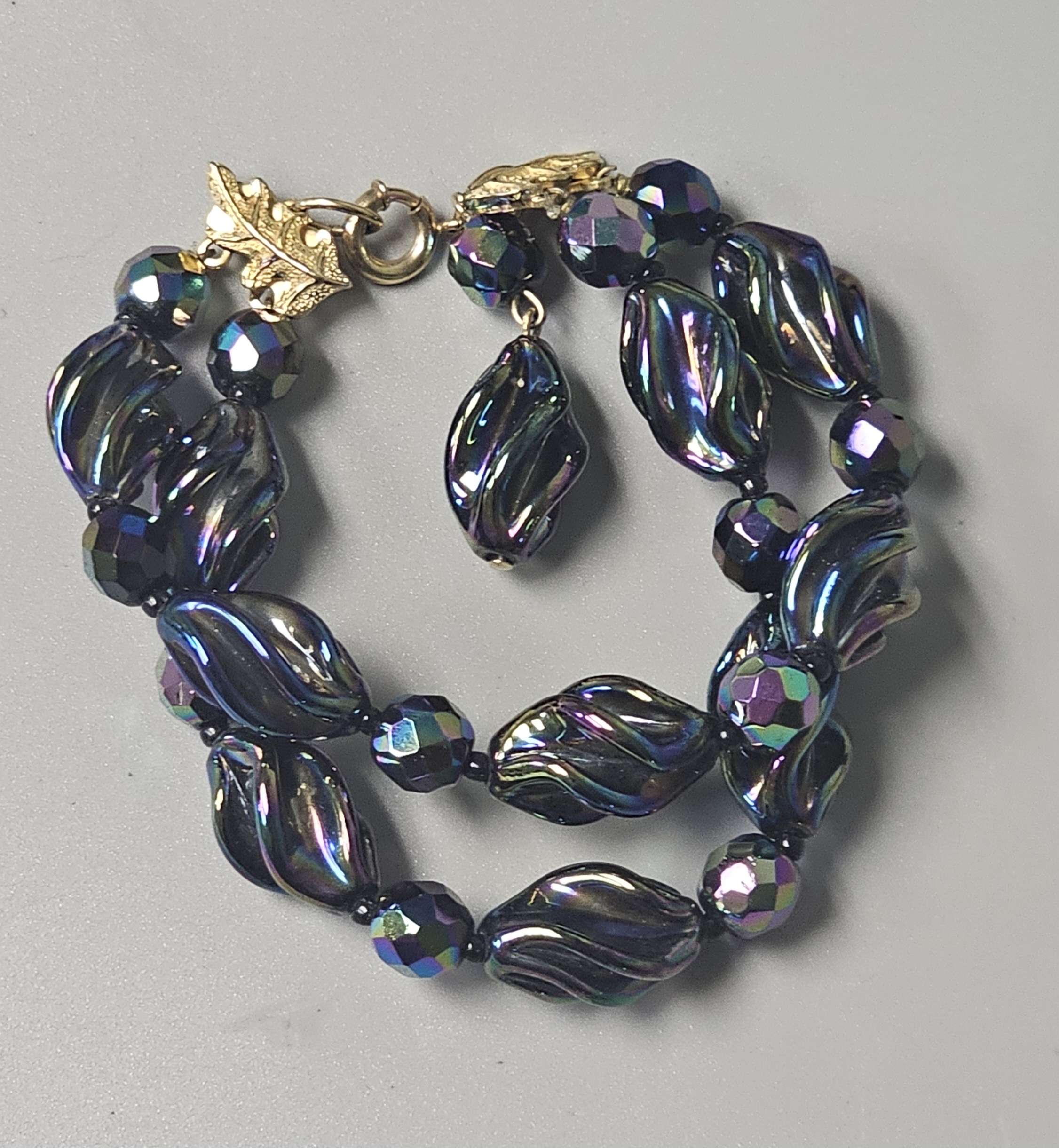 Castlecliff Iridescent Glass Two-Strand Bracelet