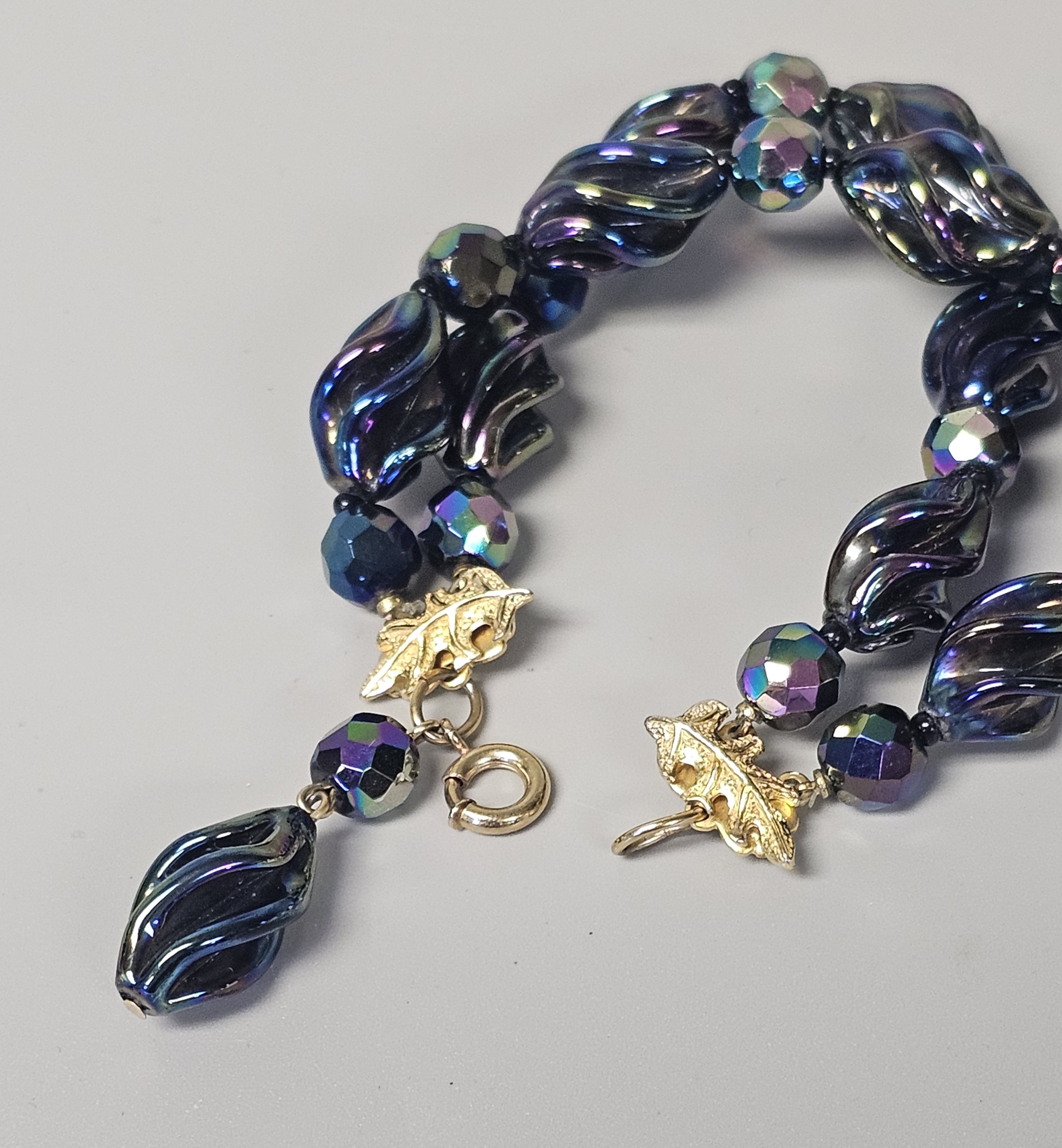 Castlecliff Iridescent Glass Two-Strand Bracelet