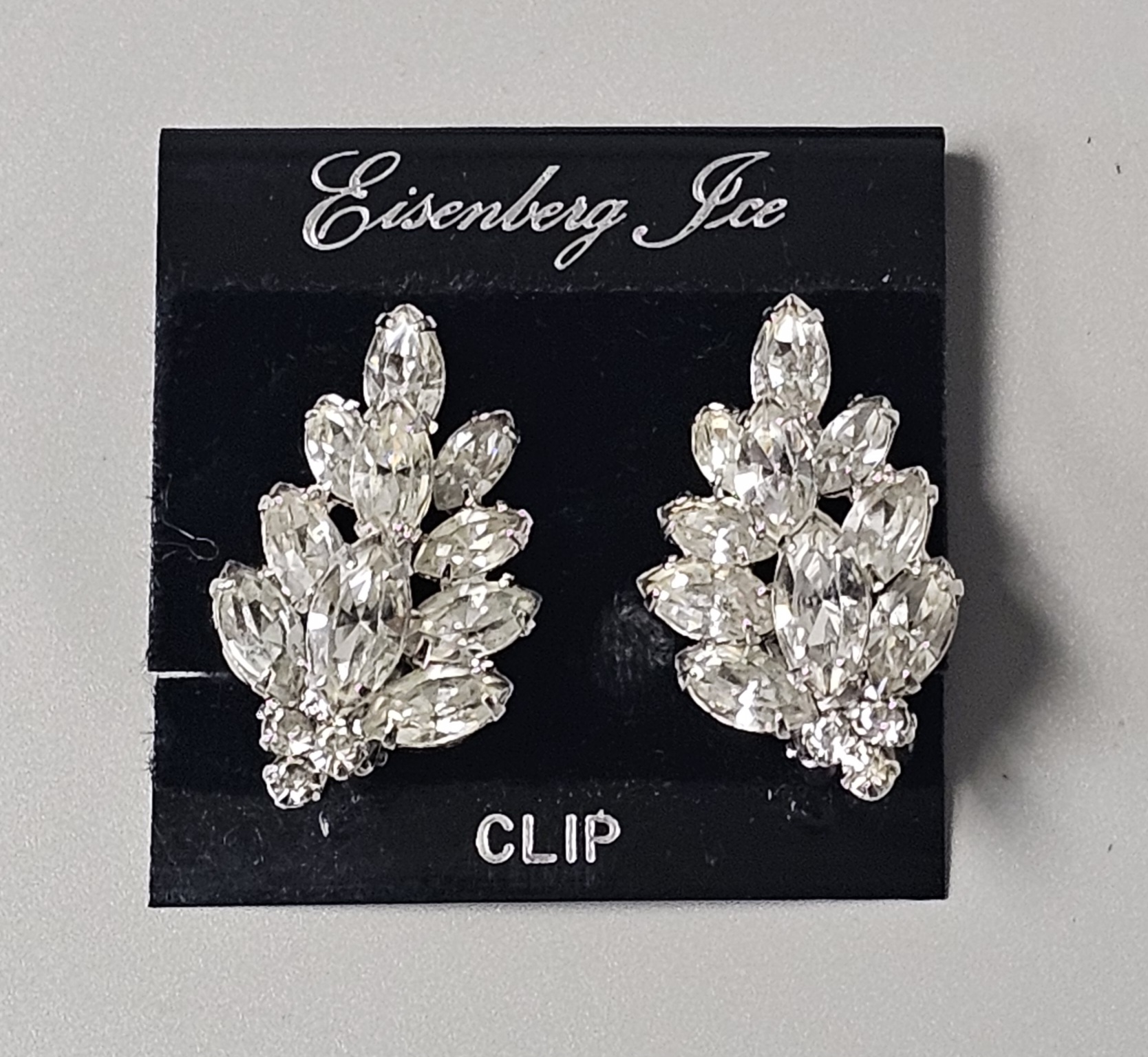 Eisenberg Ice Rhinestone Leaf Clip-On Earrings