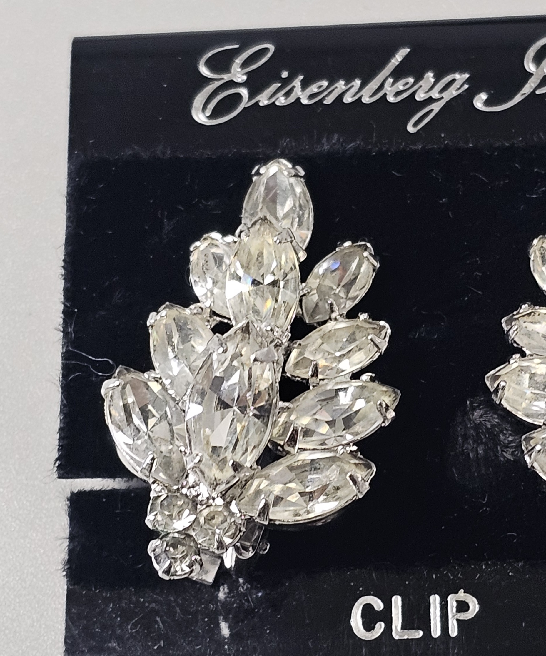 Eisenberg Ice Rhinestone Leaf Clip-On Earrings