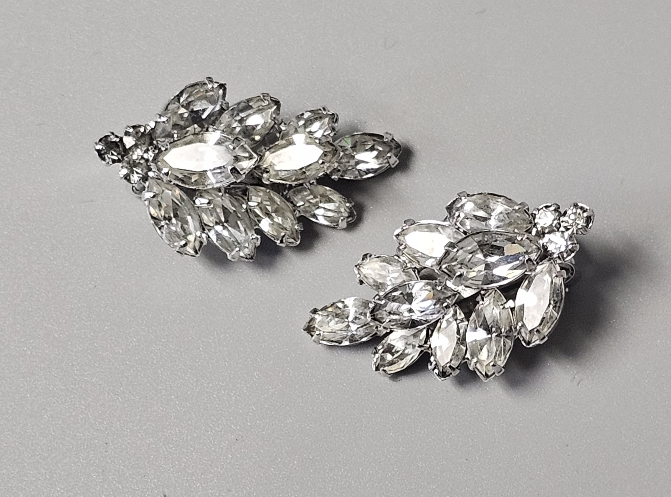Eisenberg Ice Rhinestone Leaf Clip-On Earrings
