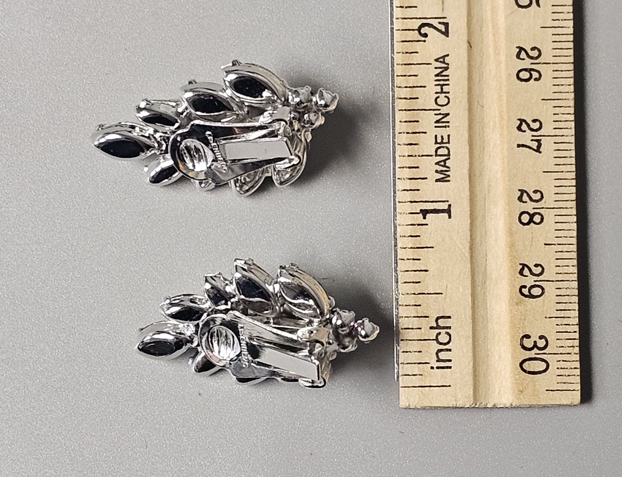 Eisenberg Ice Rhinestone Leaf Clip-On Earrings