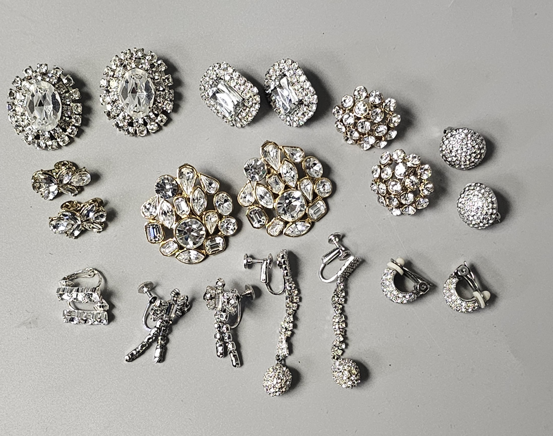 Collection of Vintage Rhinestone Earrings