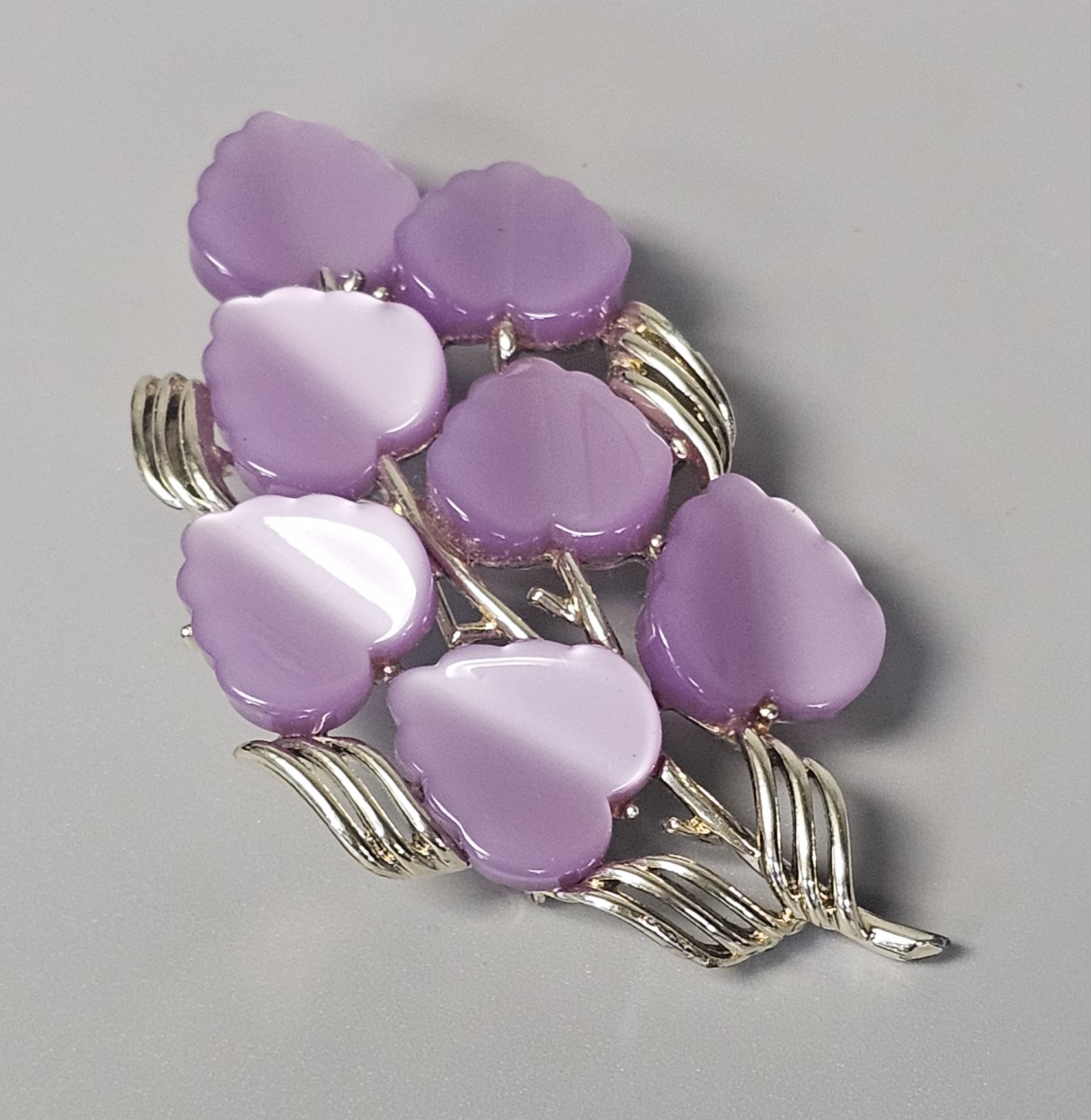 Coro Lavender Moonglow Leaf Brooch