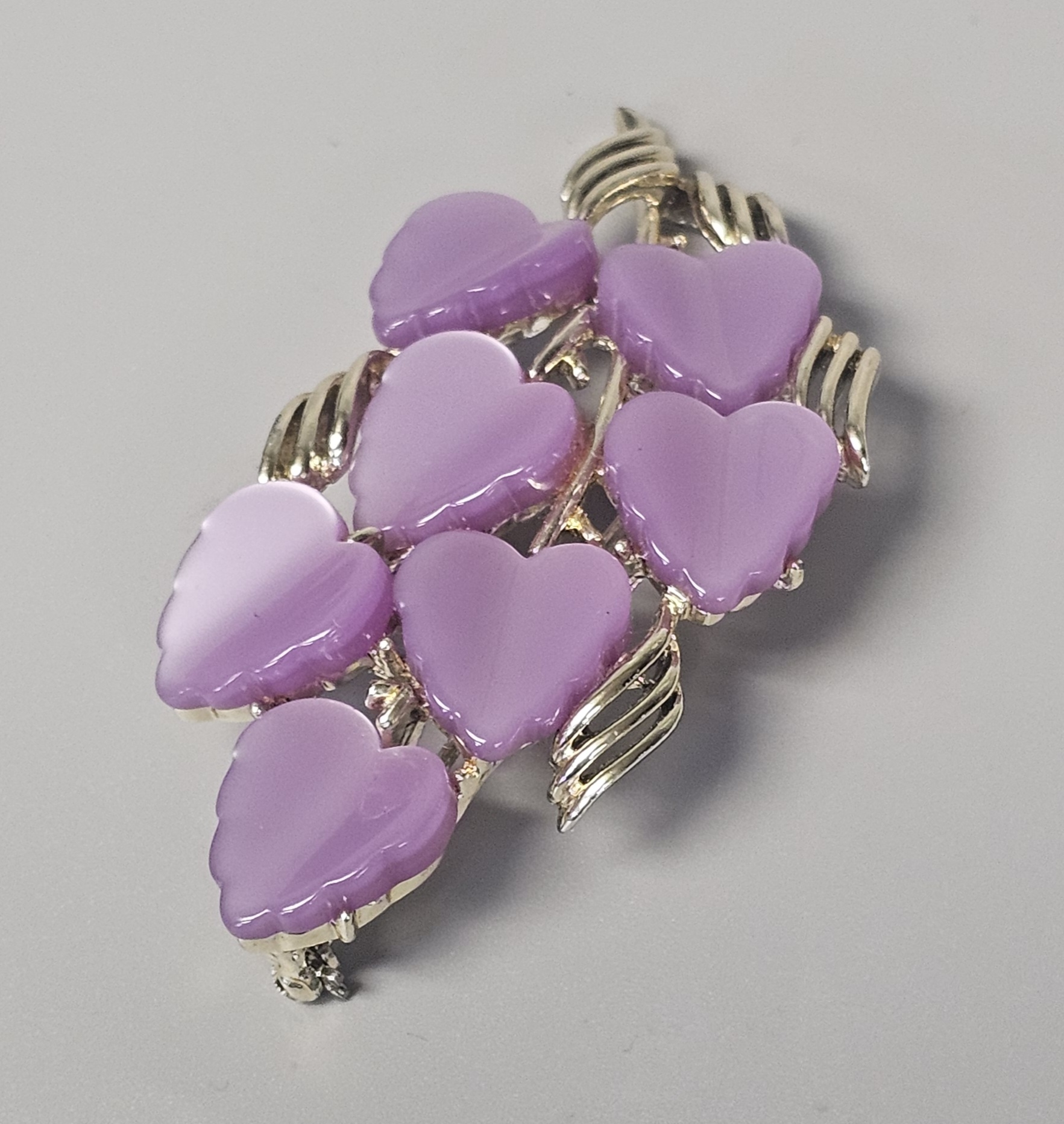 Coro Lavender Moonglow Leaf Brooch
