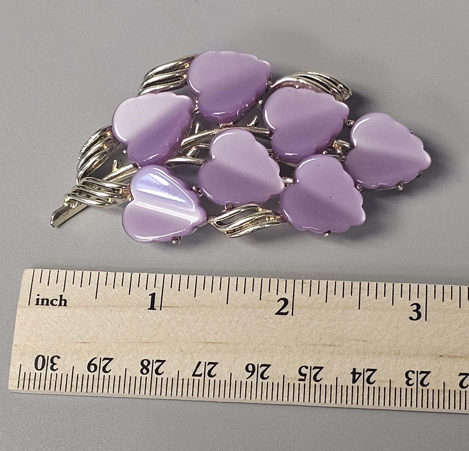 Coro Lavender Moonglow Leaf Brooch