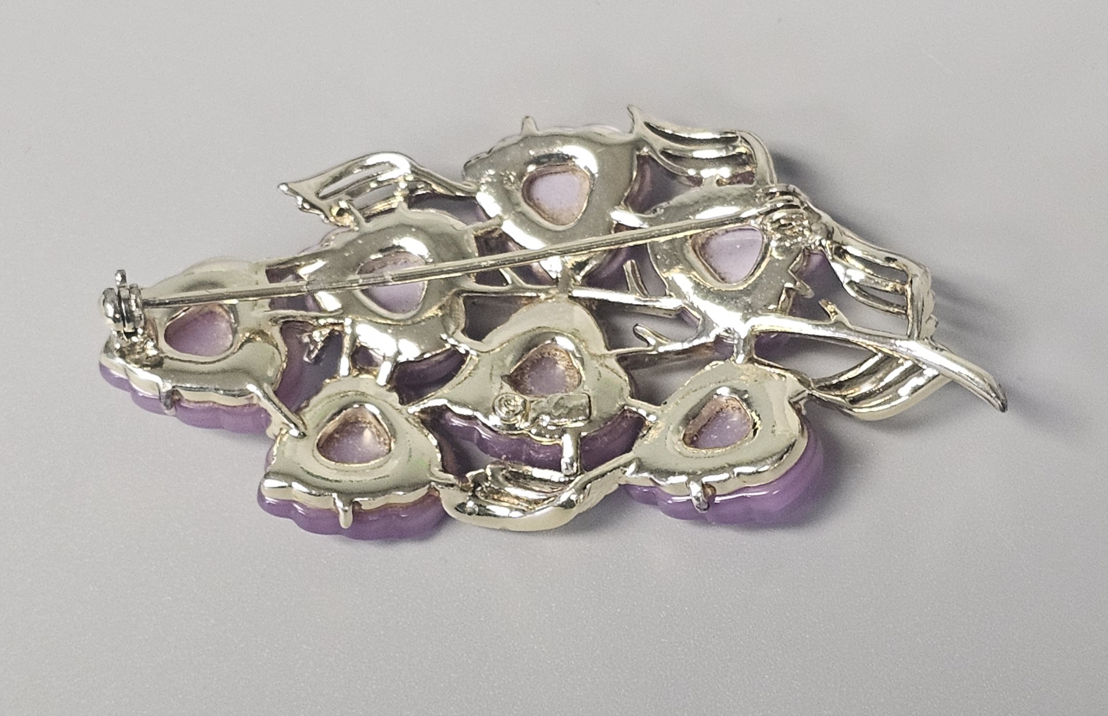 Coro Lavender Moonglow Leaf Brooch