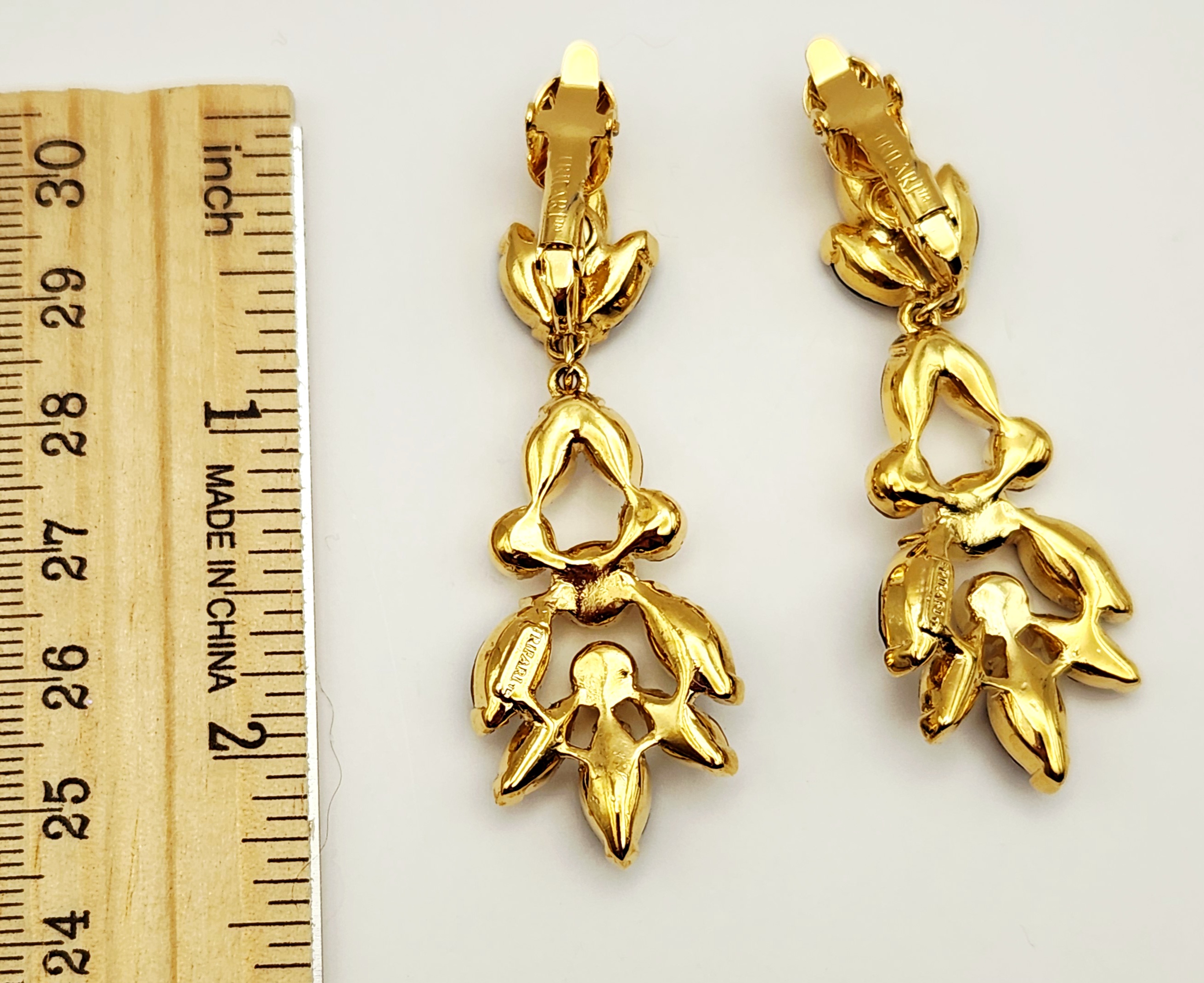 Crown Trifari Chandelier Clip Earrings