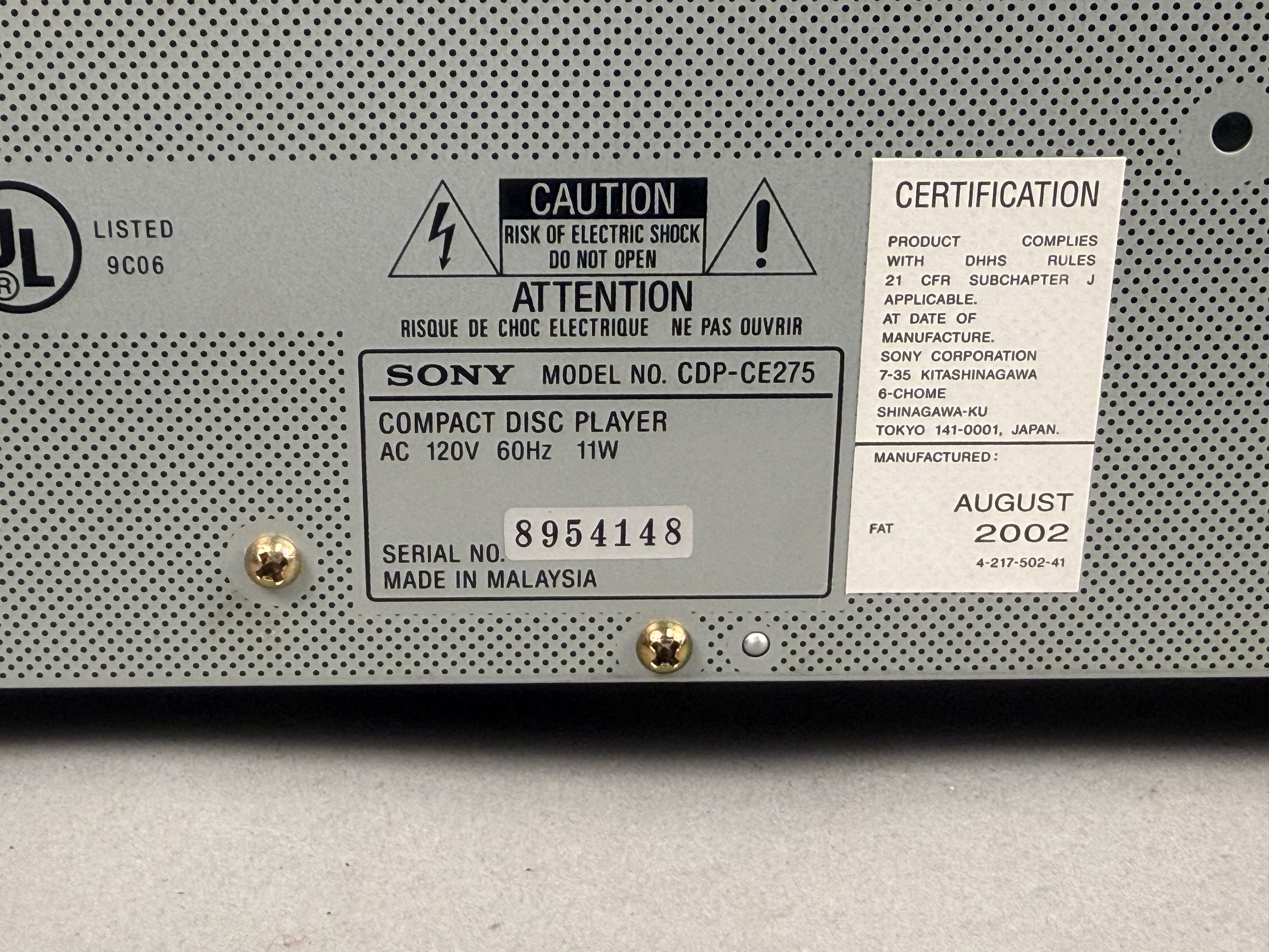 Sony CDP-CE275 5-Disc CD Changer
