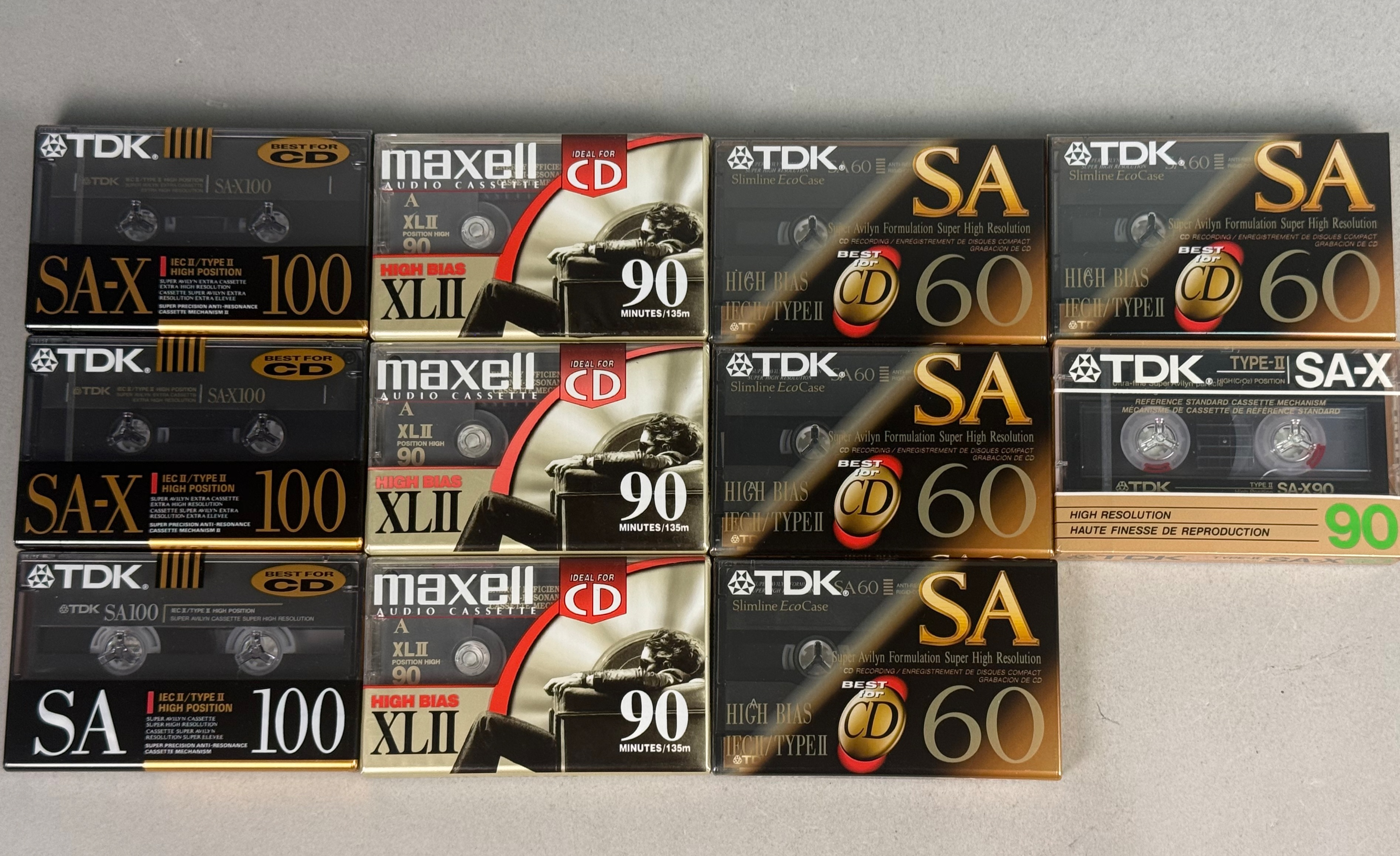 10 TDK & Maxell Type II Blank Audio Cassettes