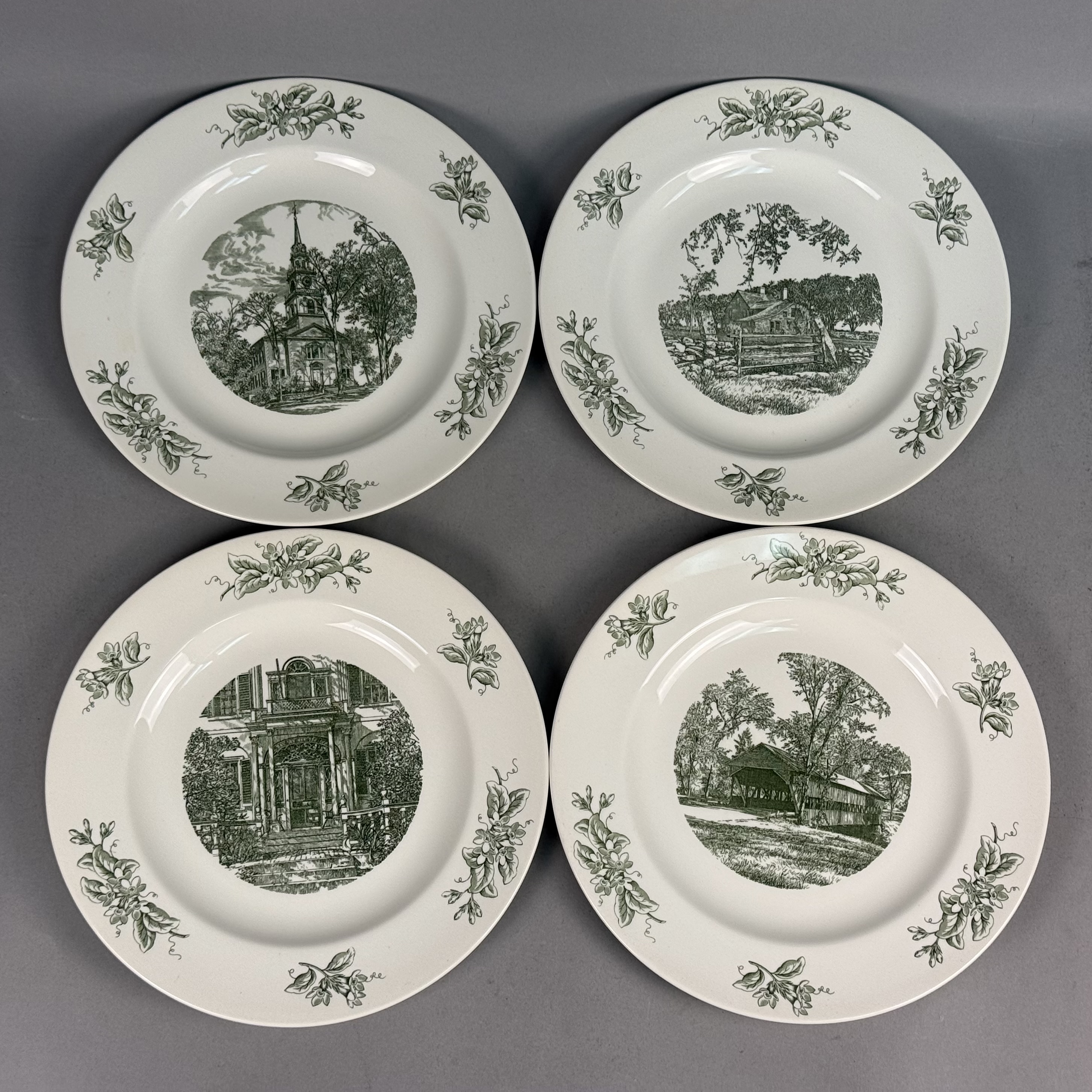 4 Wedgwood Old New England Green Plates