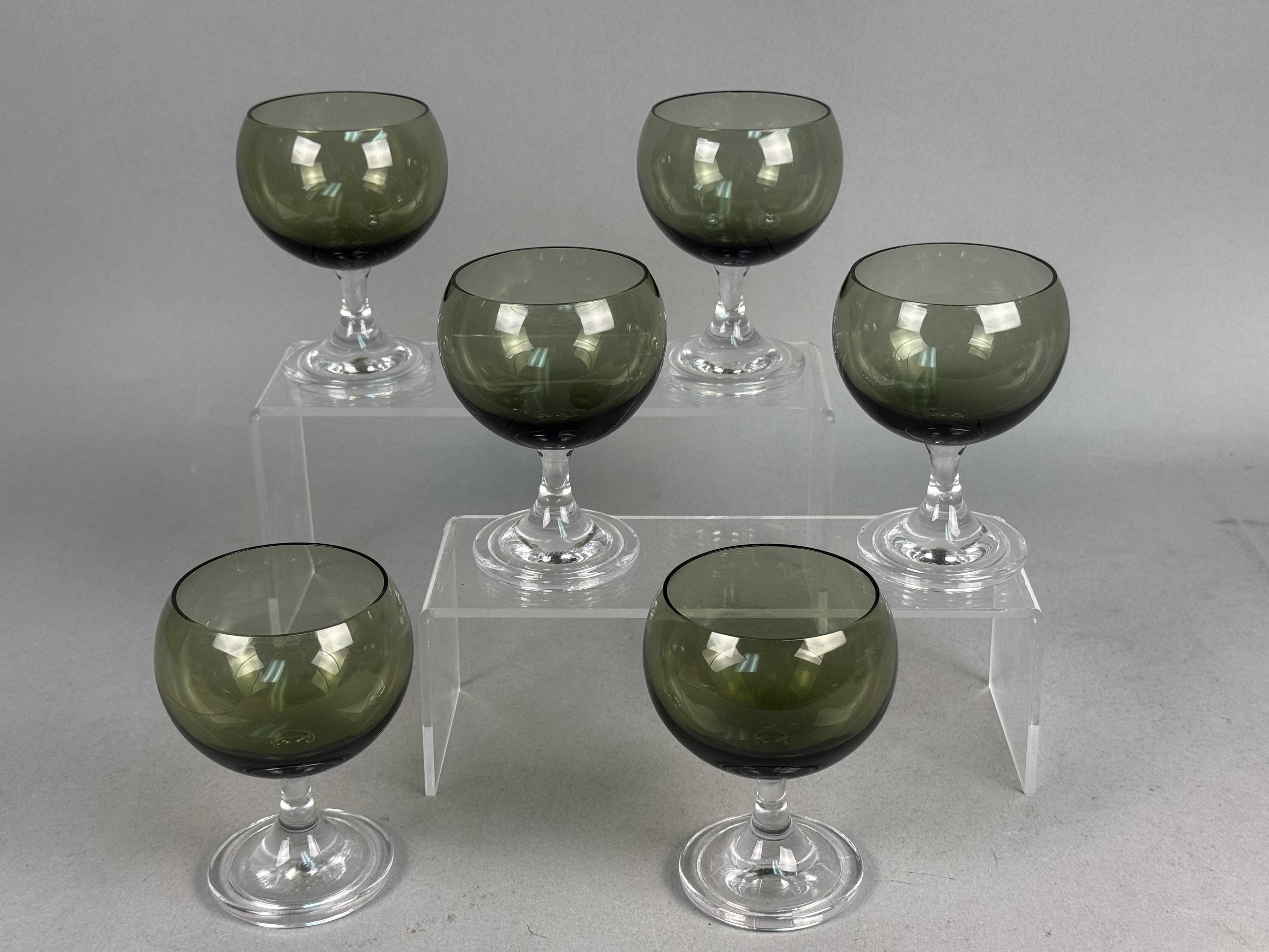 Fostoria Smoke Green Glass Goblets