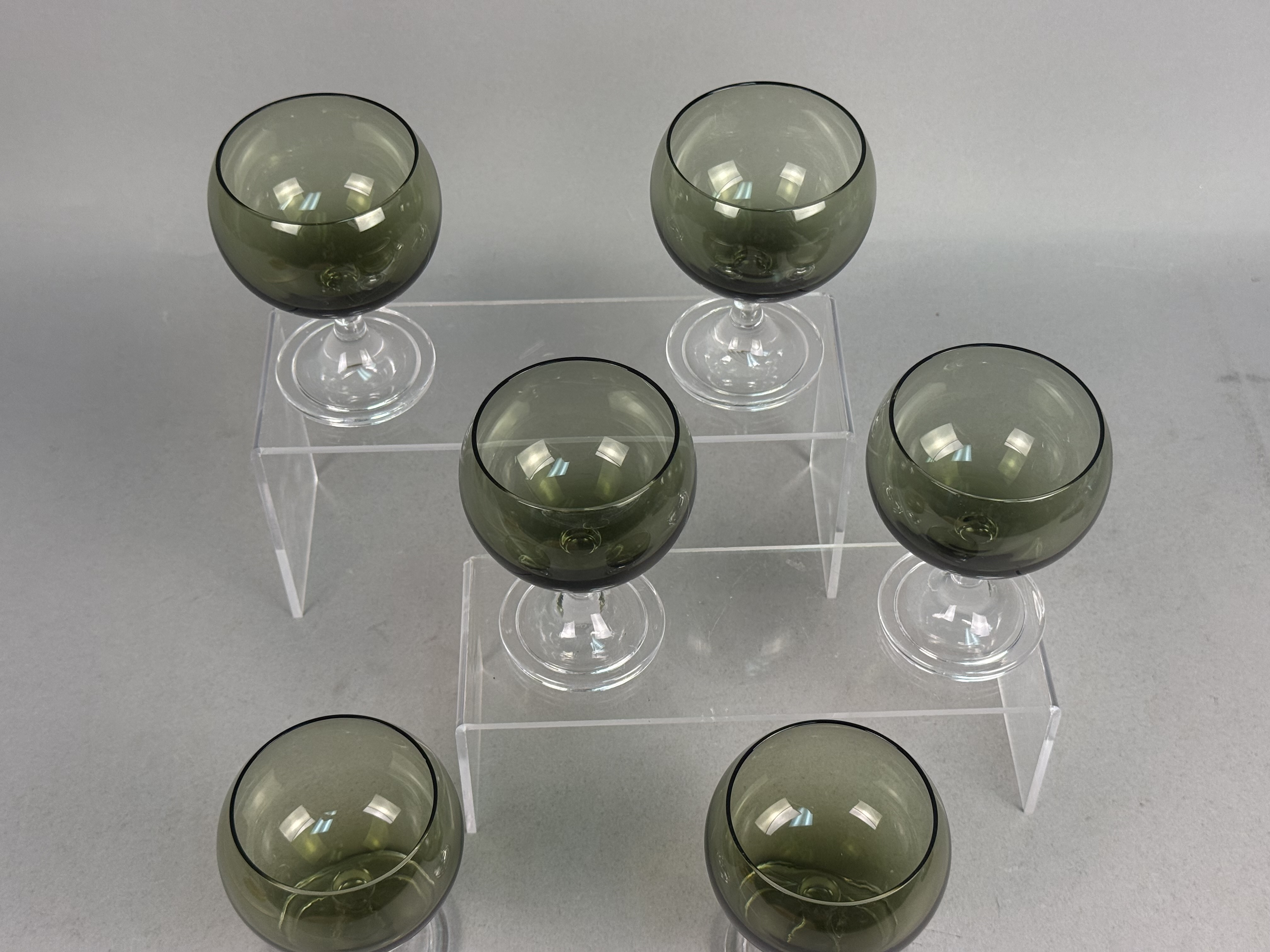 Fostoria Smoke Green Glass Goblets