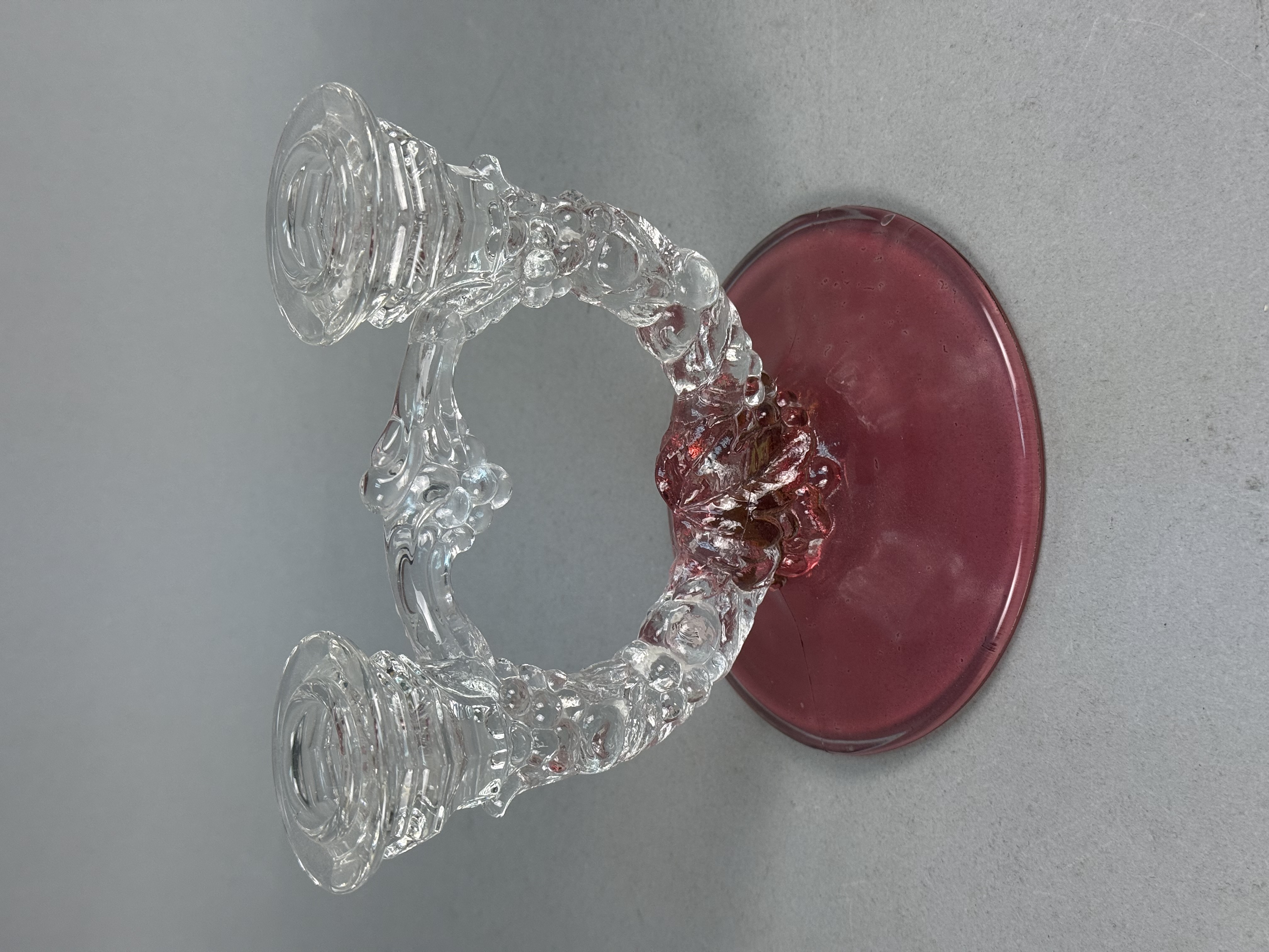 Ruby Red & Clear Glass Double-Arm Candelabrum