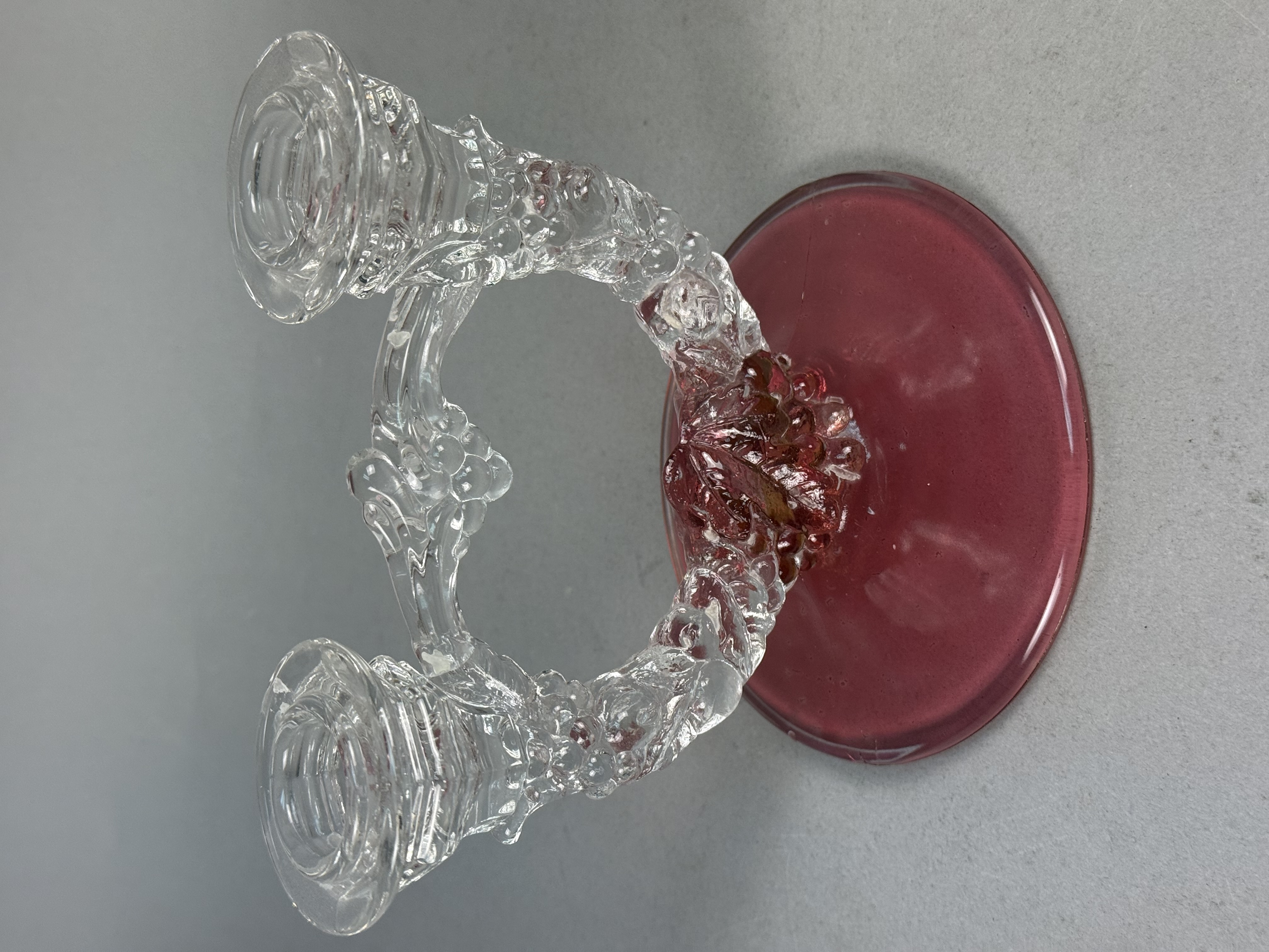 Ruby Red & Clear Glass Double-Arm Candelabrum