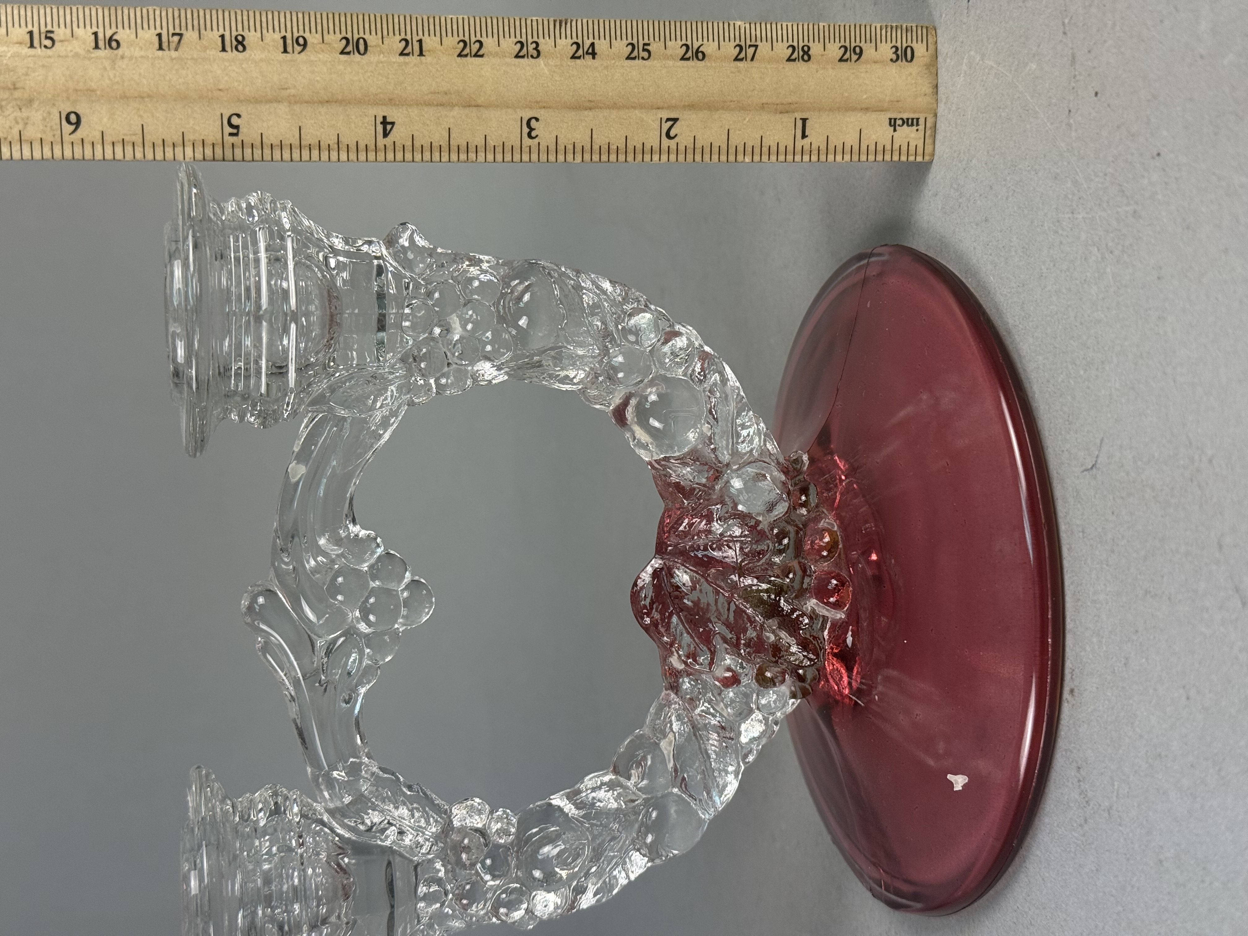 Ruby Red & Clear Glass Double-Arm Candelabrum