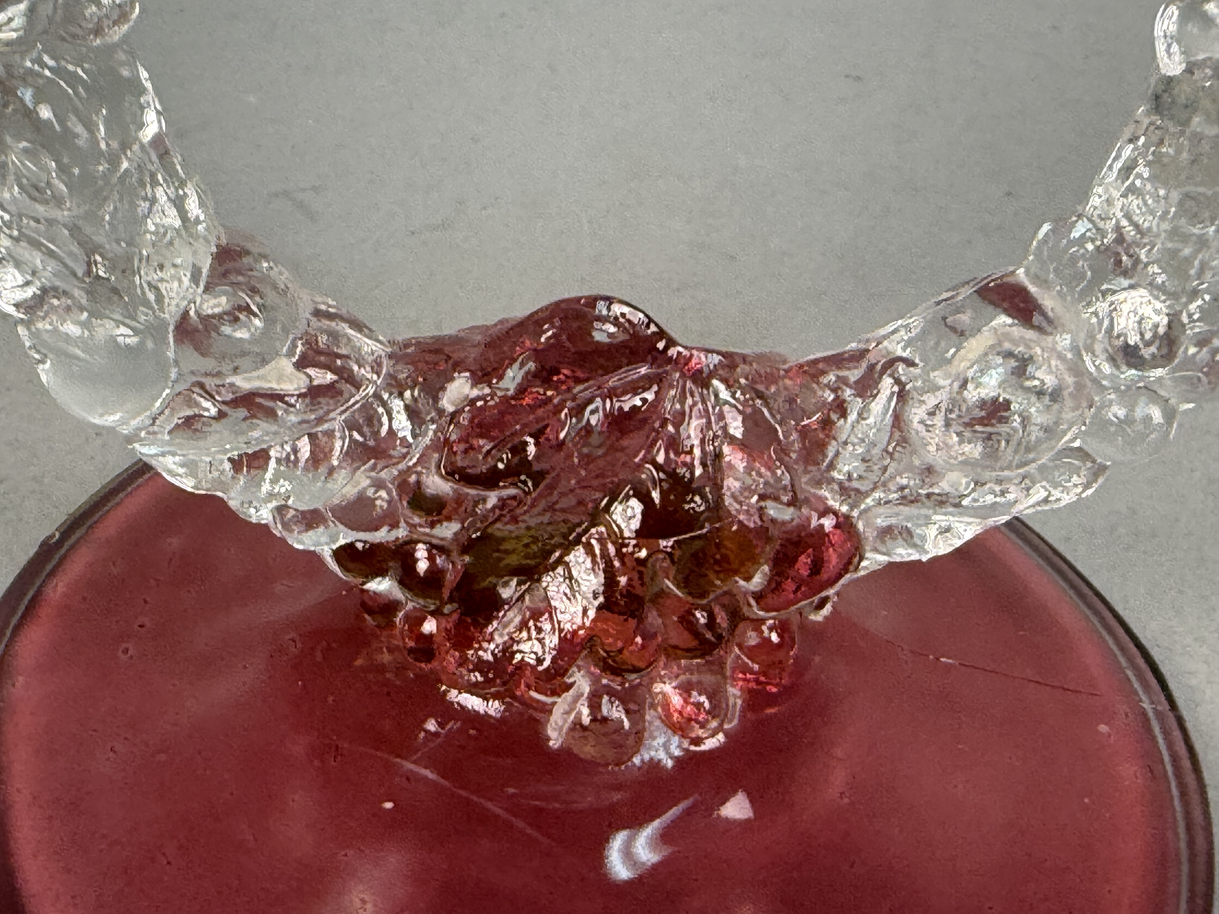 Ruby Red & Clear Glass Double-Arm Candelabrum