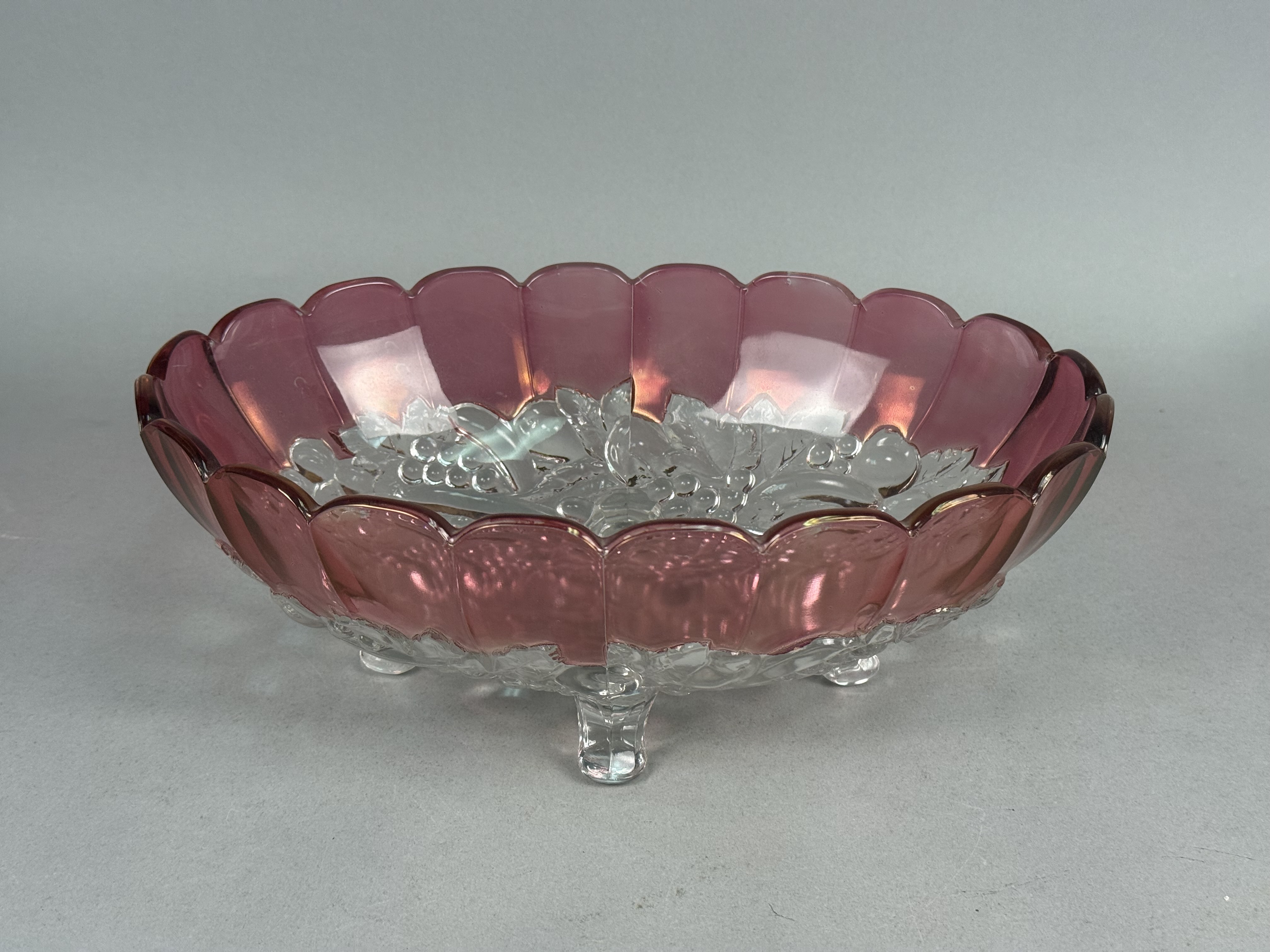 Cranberry-Flashed Pressed Glass Footed Bowl