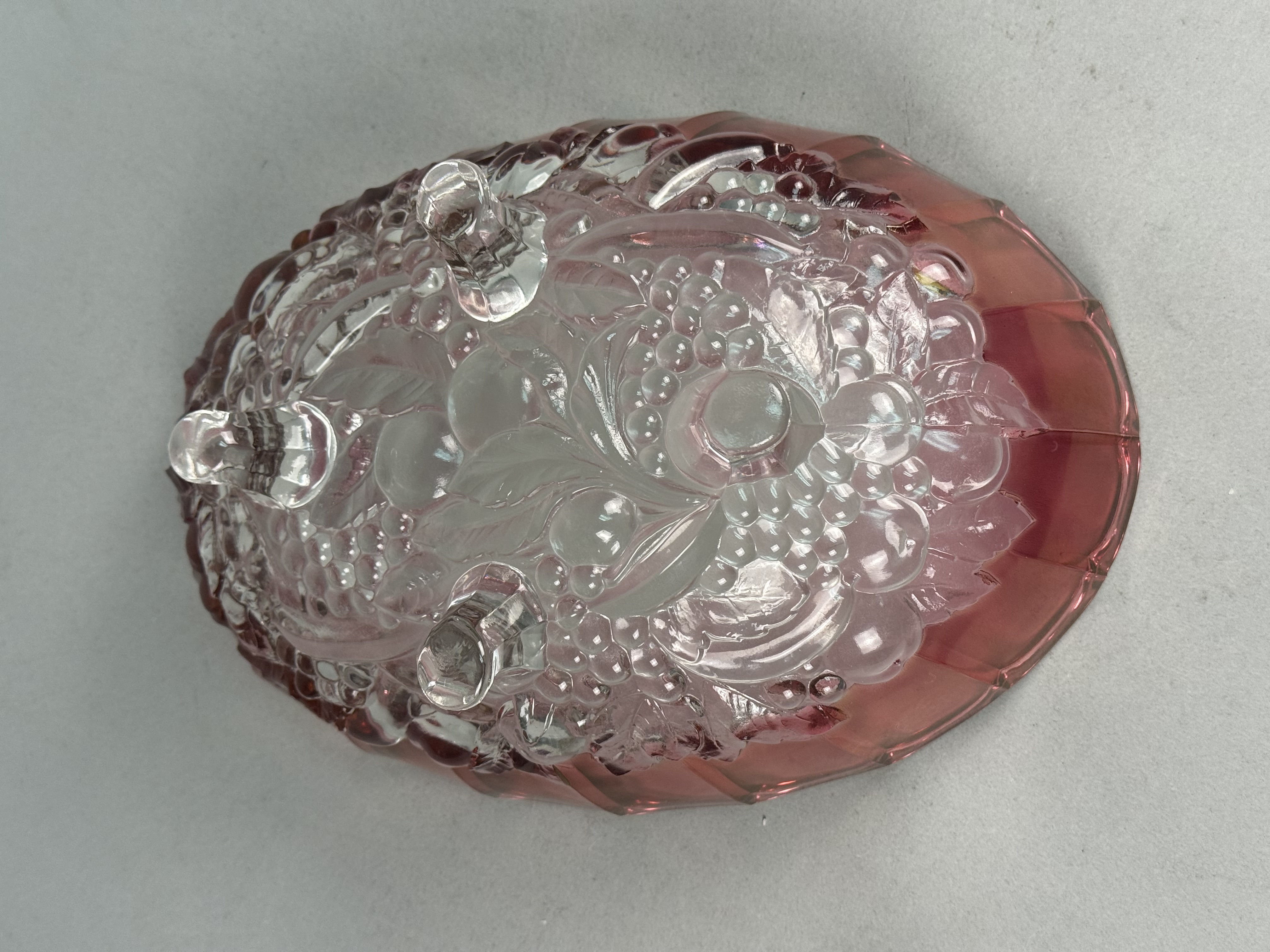 Cranberry-Flashed Pressed Glass Footed Bowl