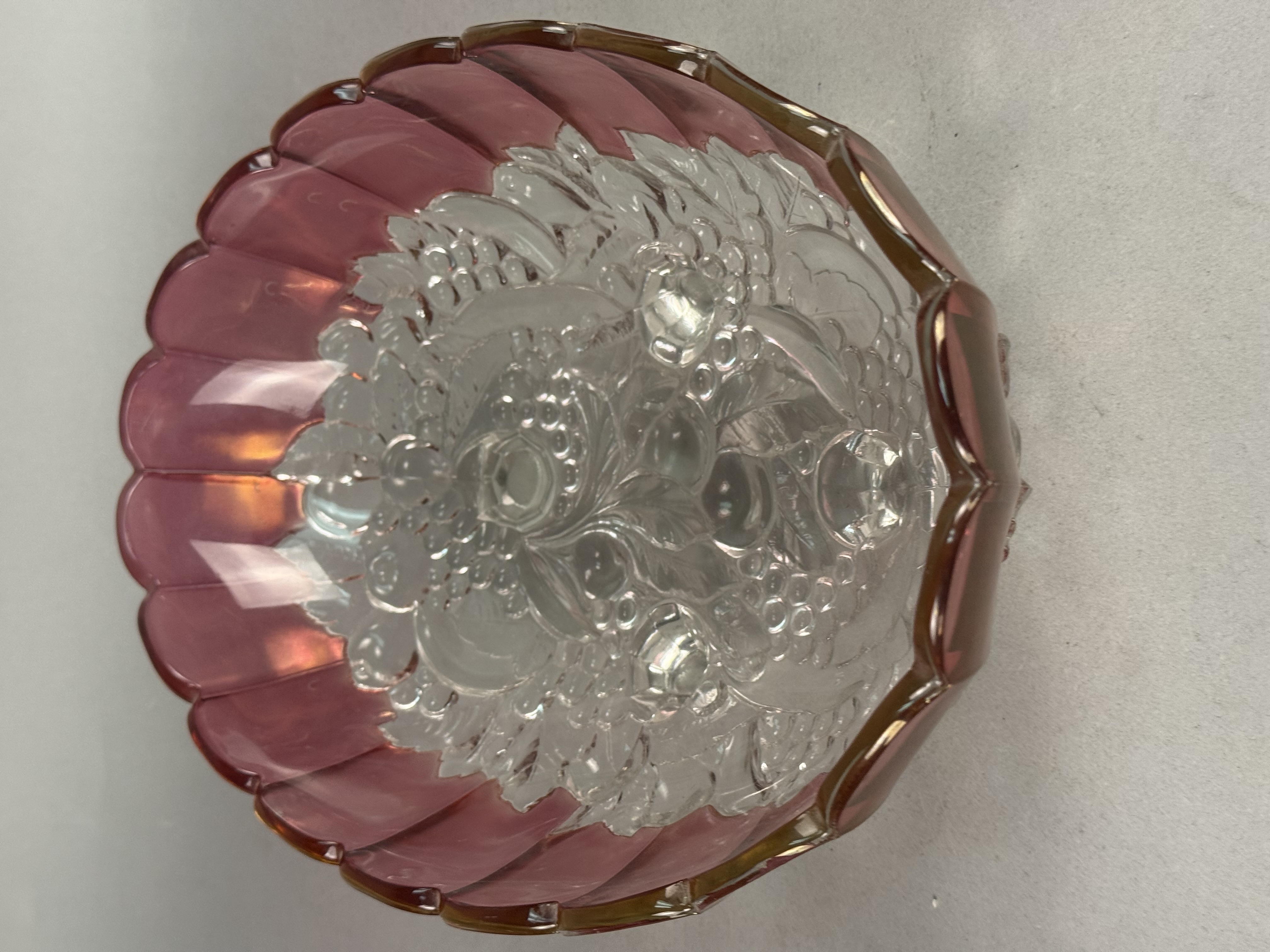 Cranberry-Flashed Pressed Glass Footed Bowl