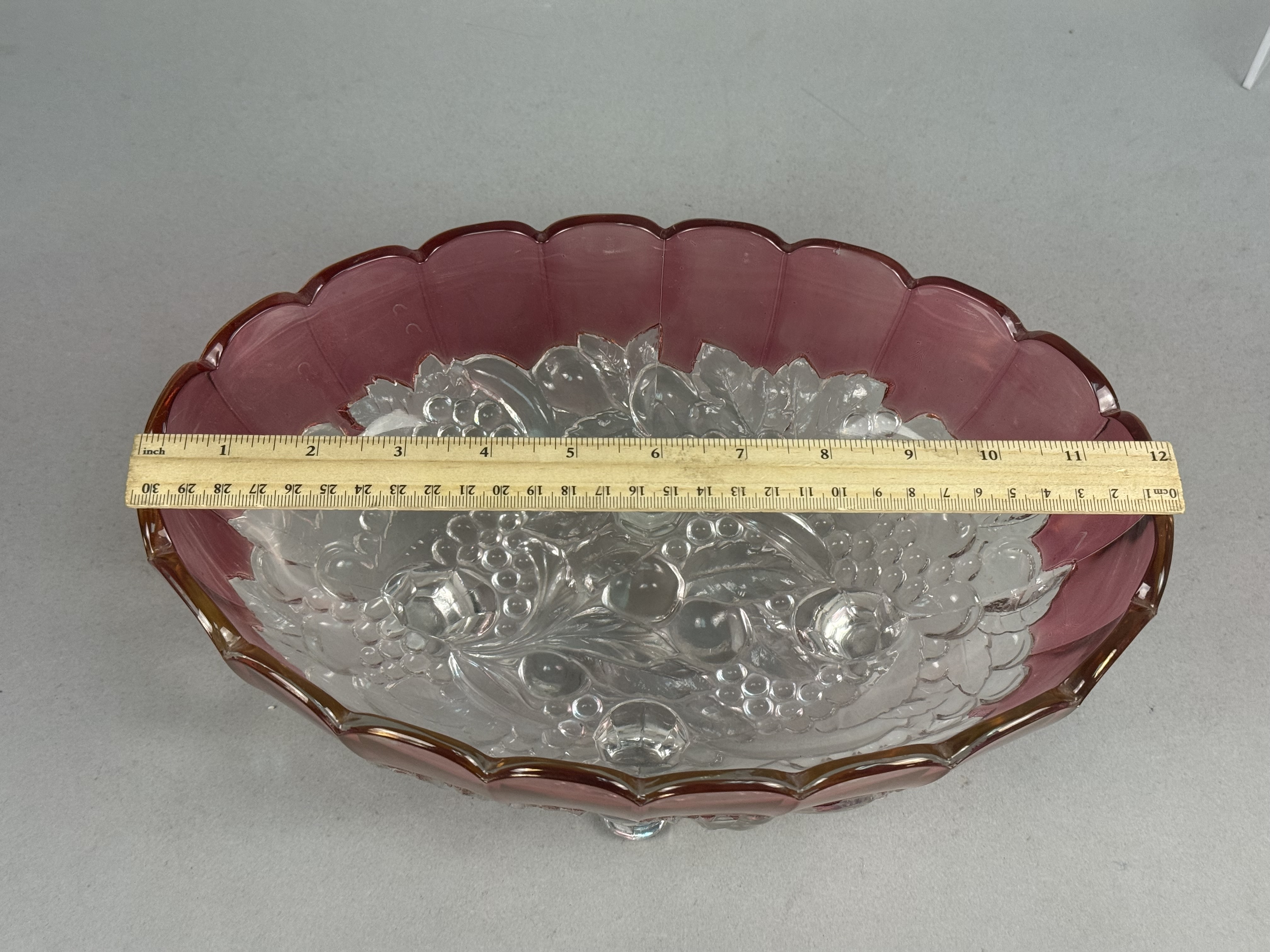 Cranberry-Flashed Pressed Glass Footed Bowl