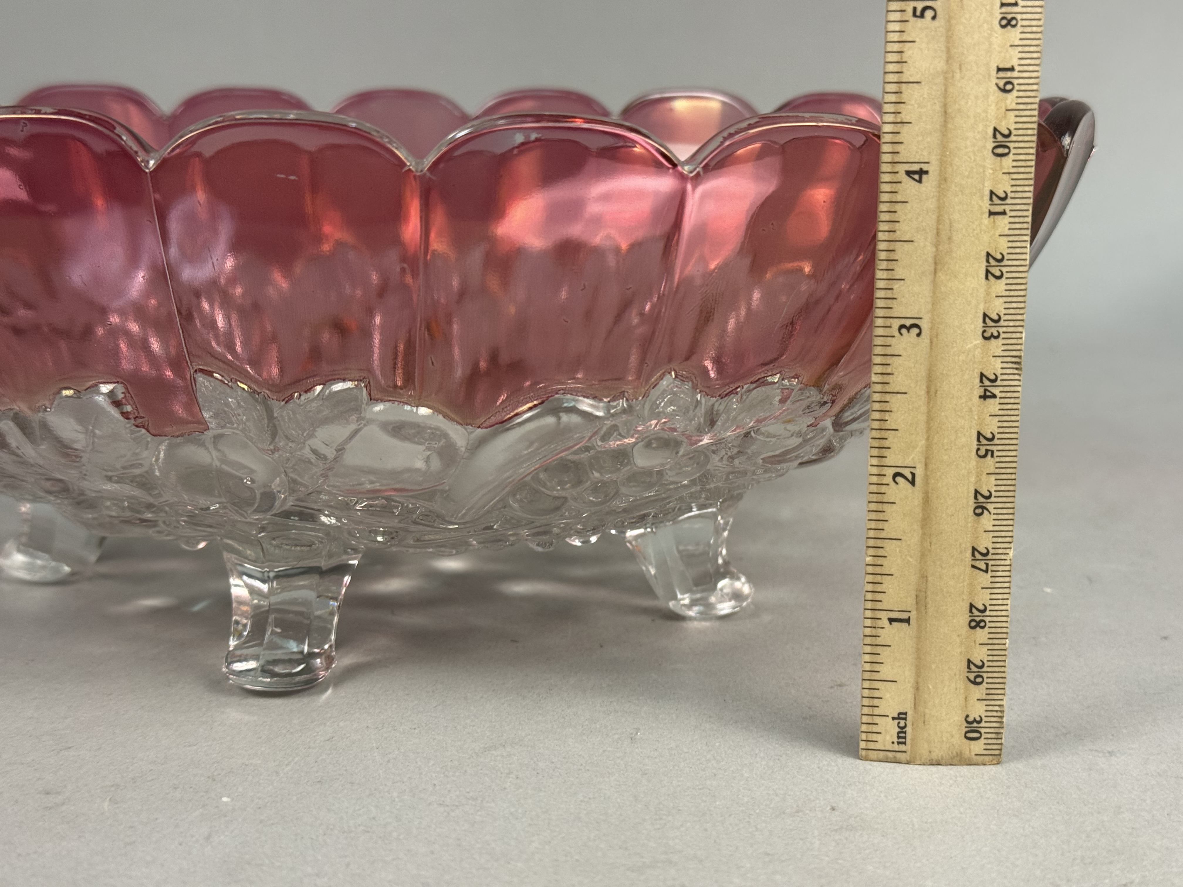 Cranberry-Flashed Pressed Glass Footed Bowl