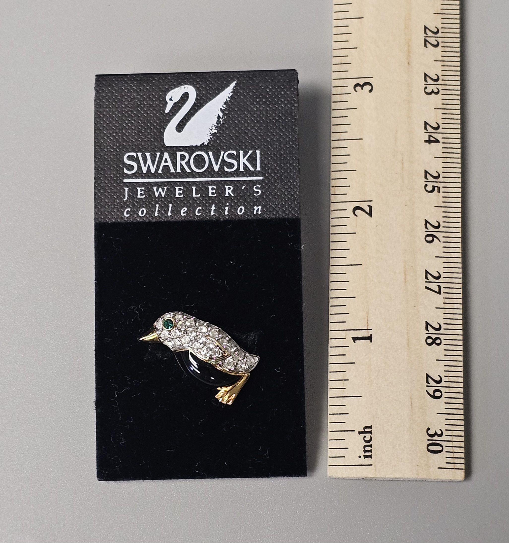 Swarovski Gold-Tone Crystal Penguin Pin
