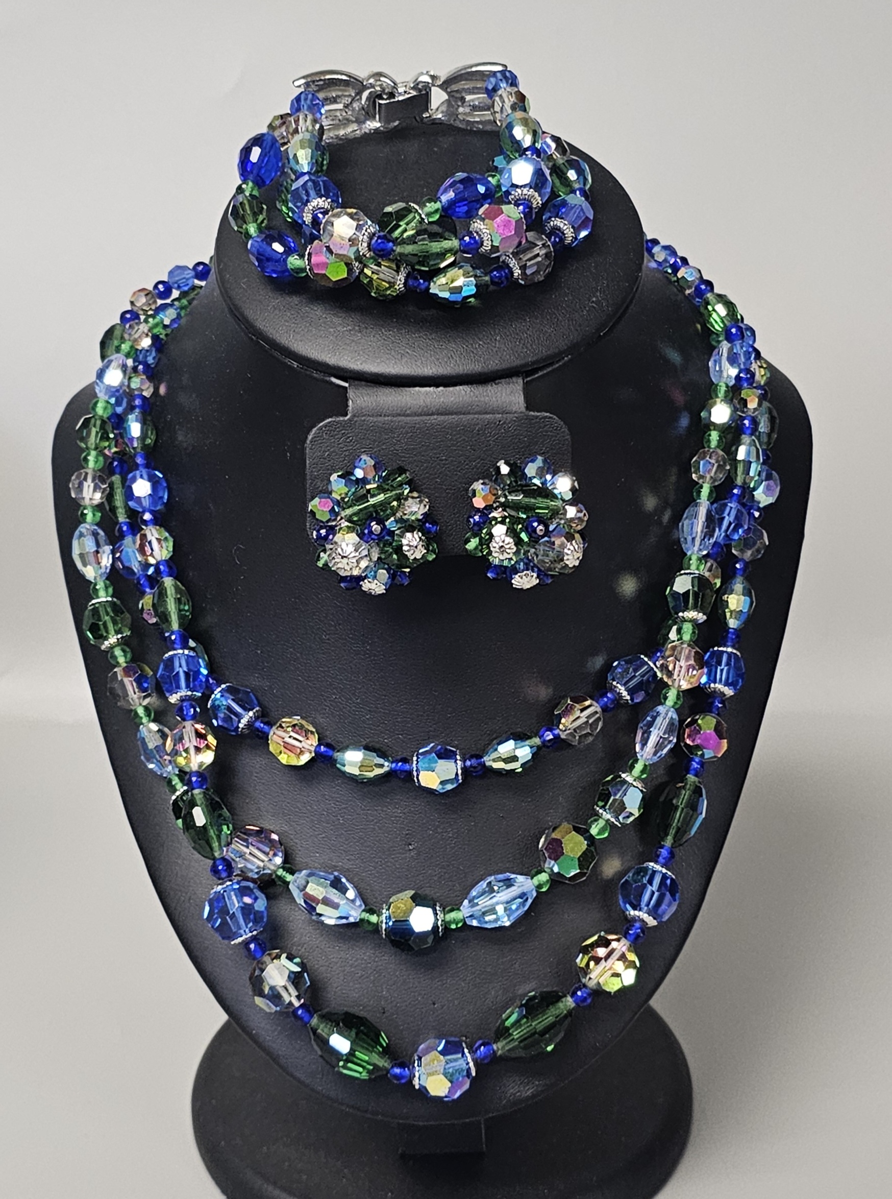 Avon Silver-Tone Faceted Glass Jewelry