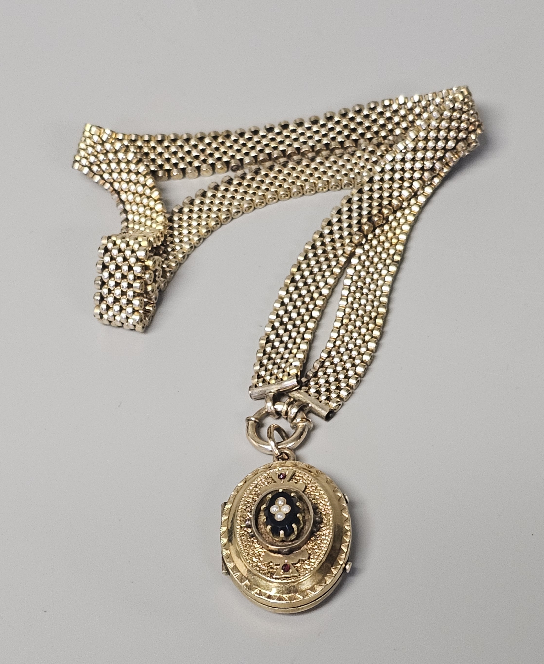 Victorian Yellow Metal Book-Chain Locket Necklace