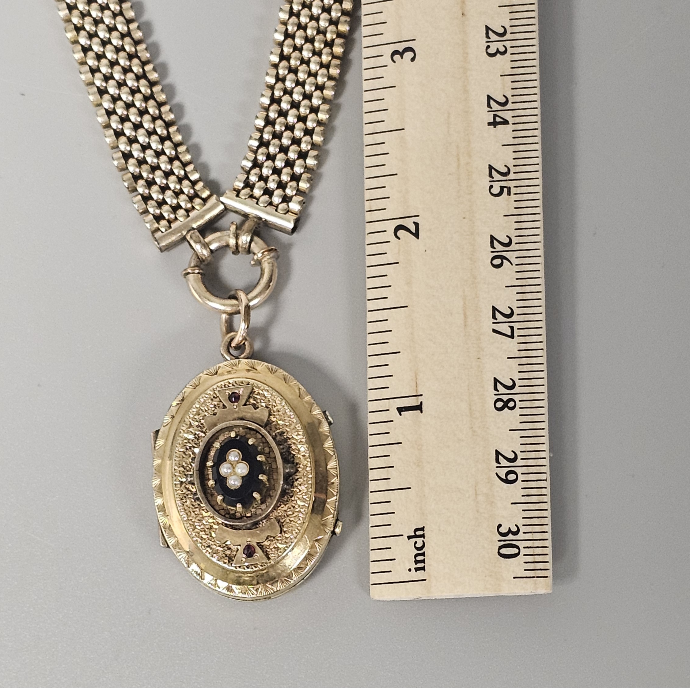 Victorian Yellow Metal Book-Chain Locket Necklace