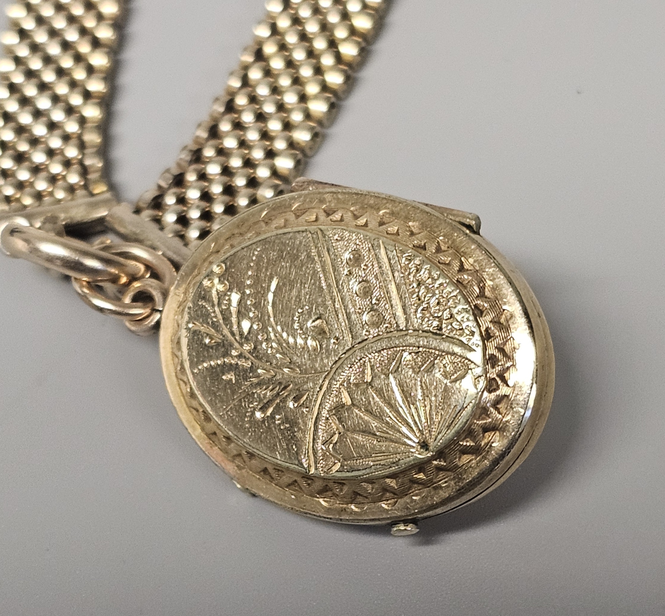 Victorian Yellow Metal Book-Chain Locket Necklace
