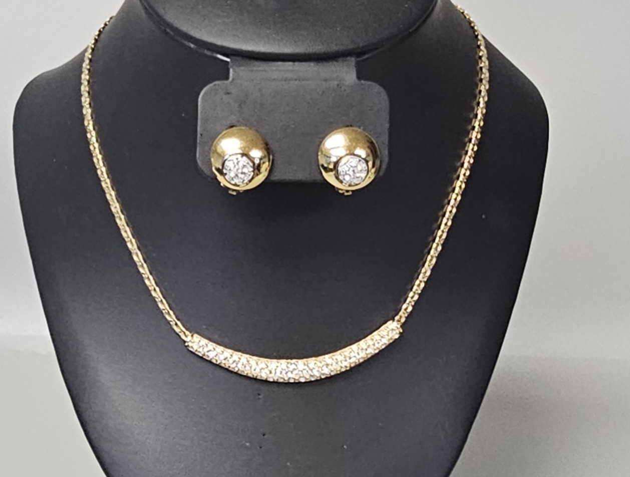 Swarovski Gold-Plated Pave Crystal Necklace & Earrings