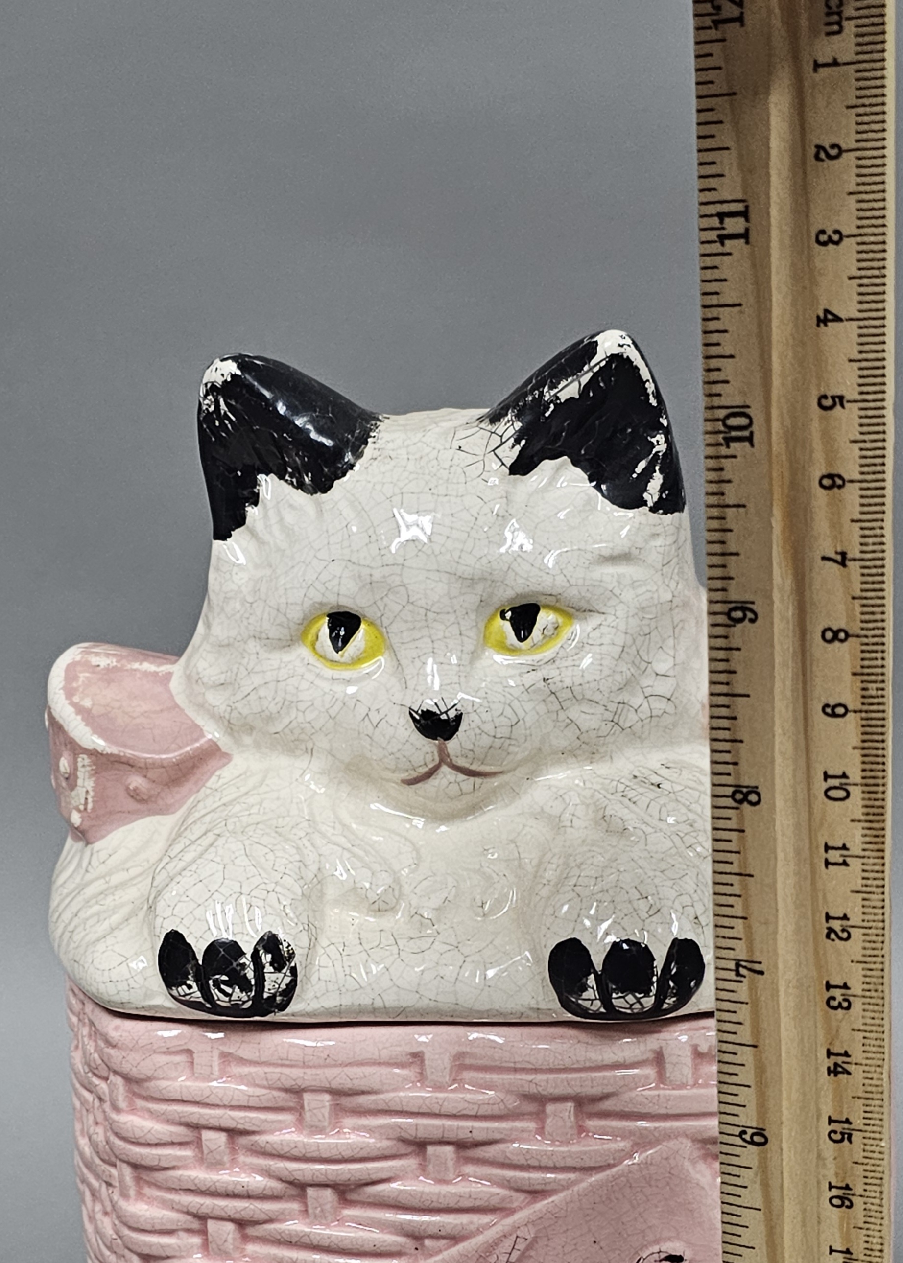 McCoy Ceramic Kitty Cat Basket Cookie Jar