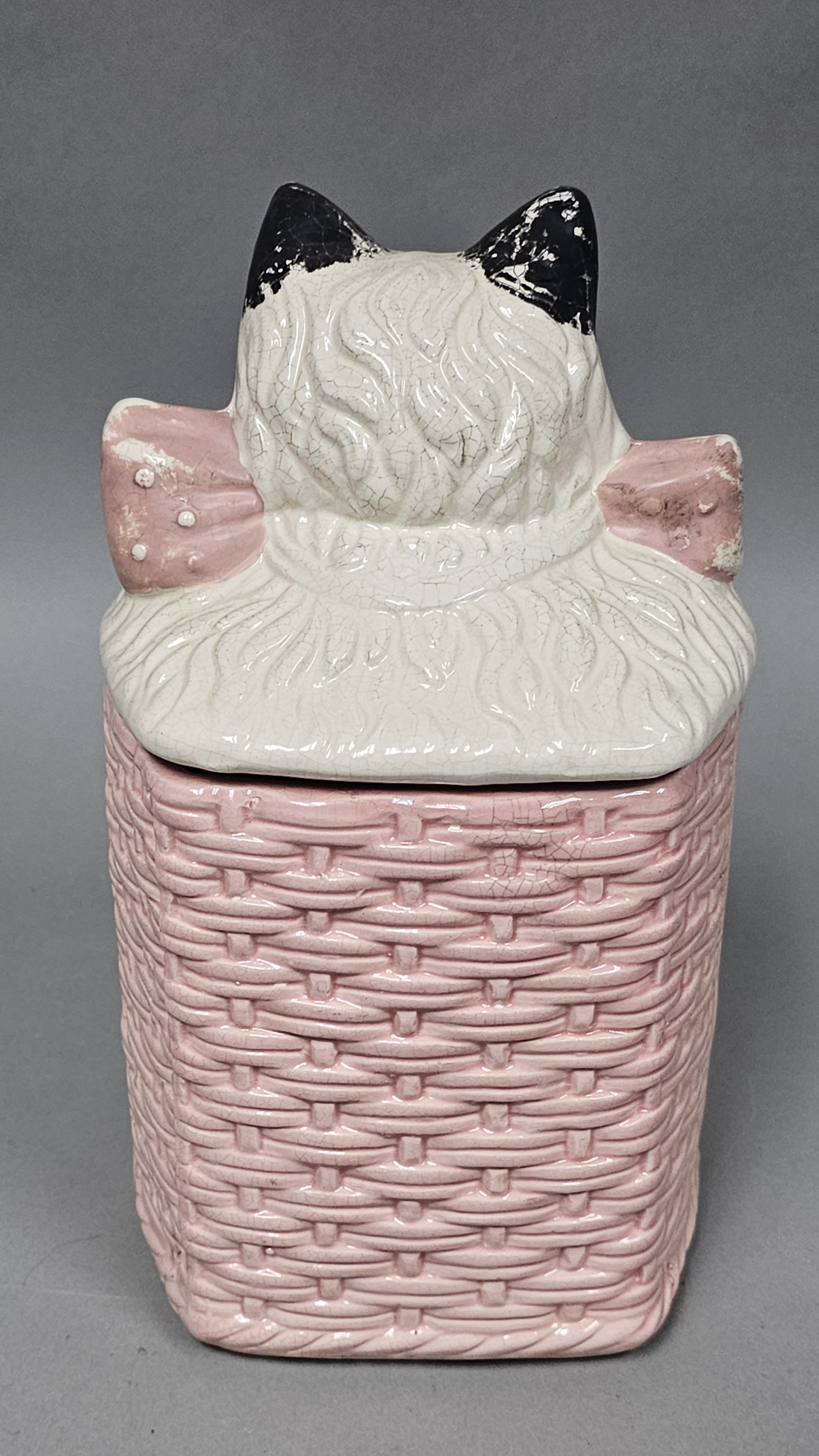McCoy Ceramic Kitty Cat Basket Cookie Jar