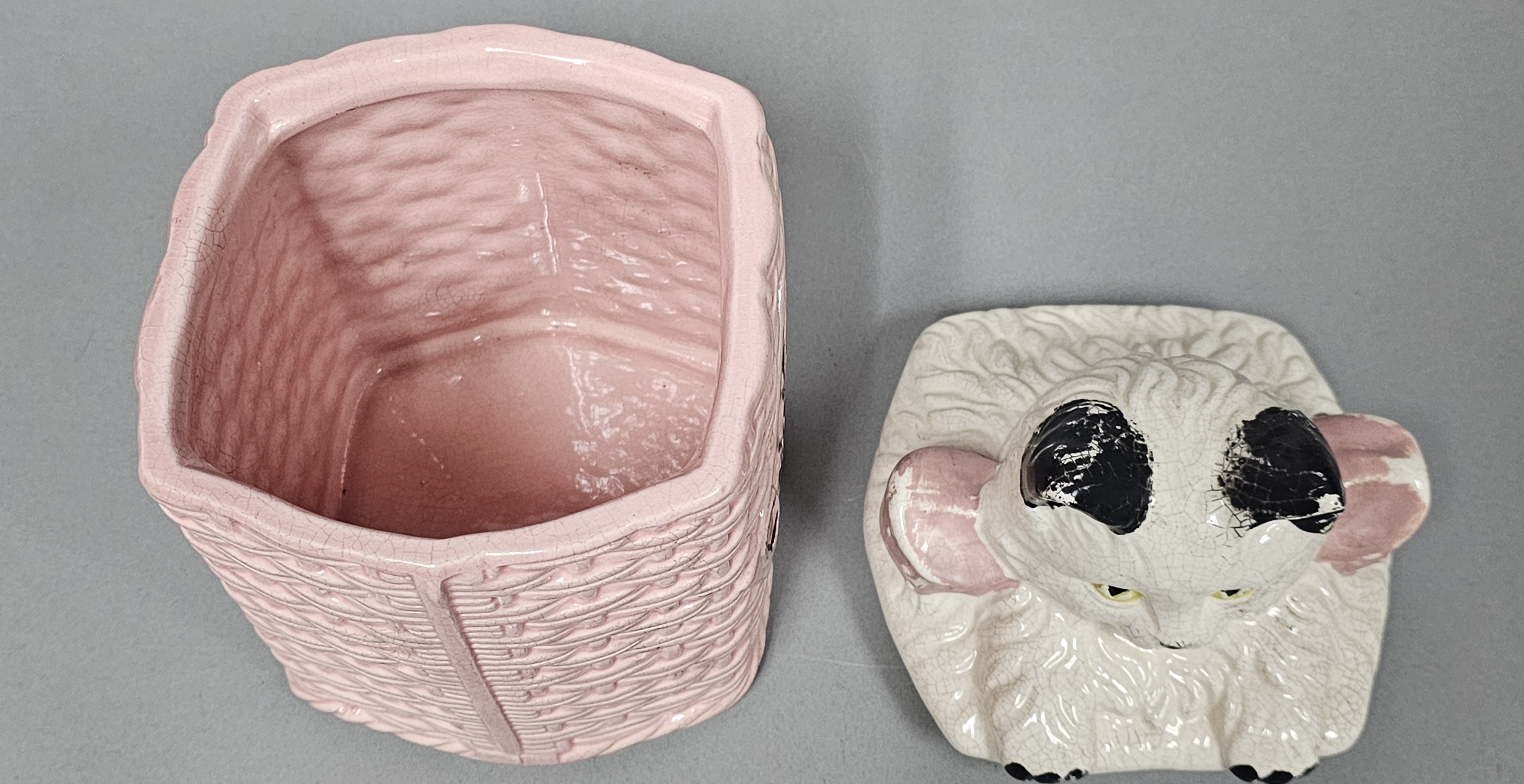 McCoy Ceramic Kitty Cat Basket Cookie Jar