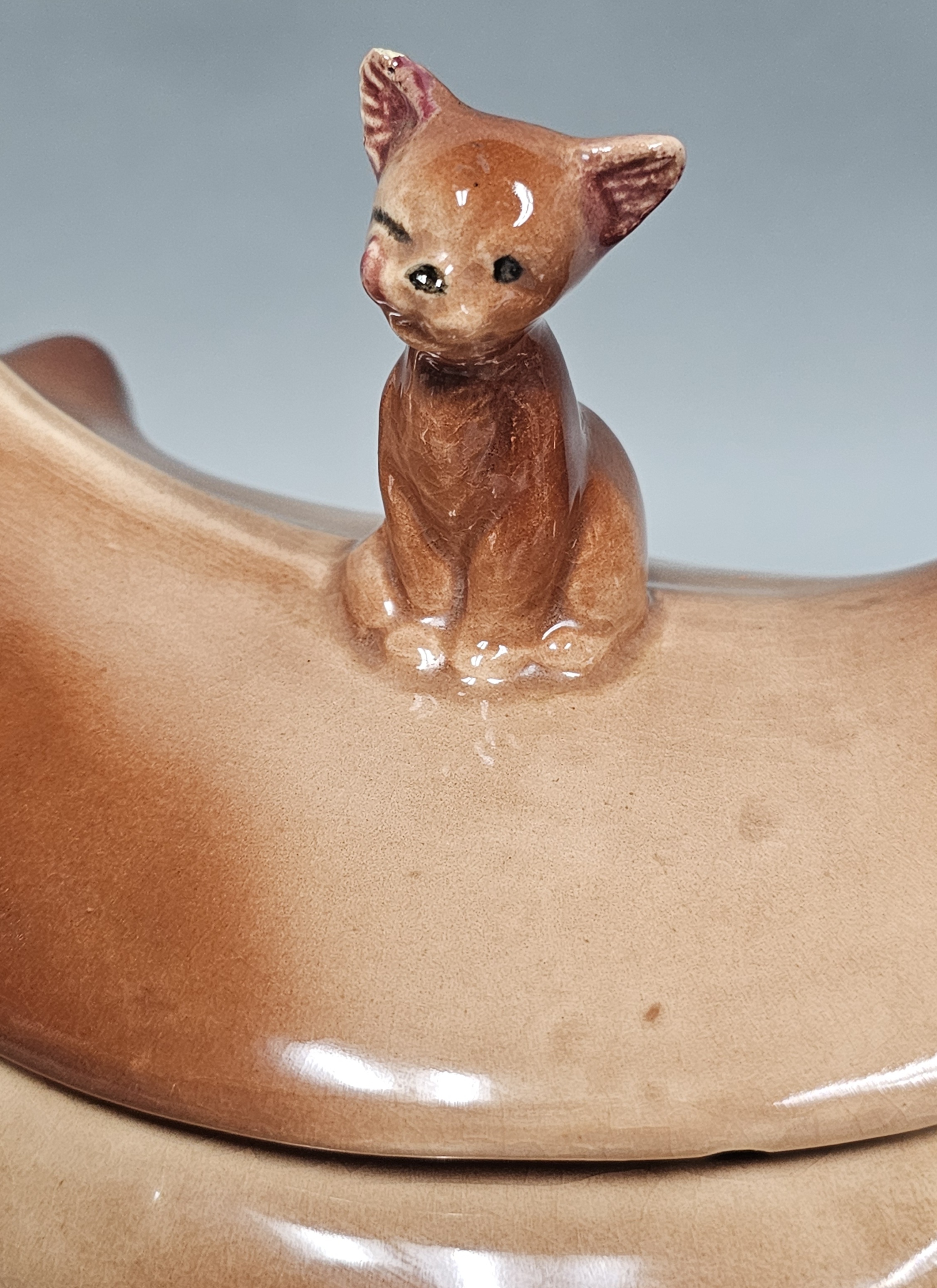 USA Glazed Ceramic Cow & Cat Jar