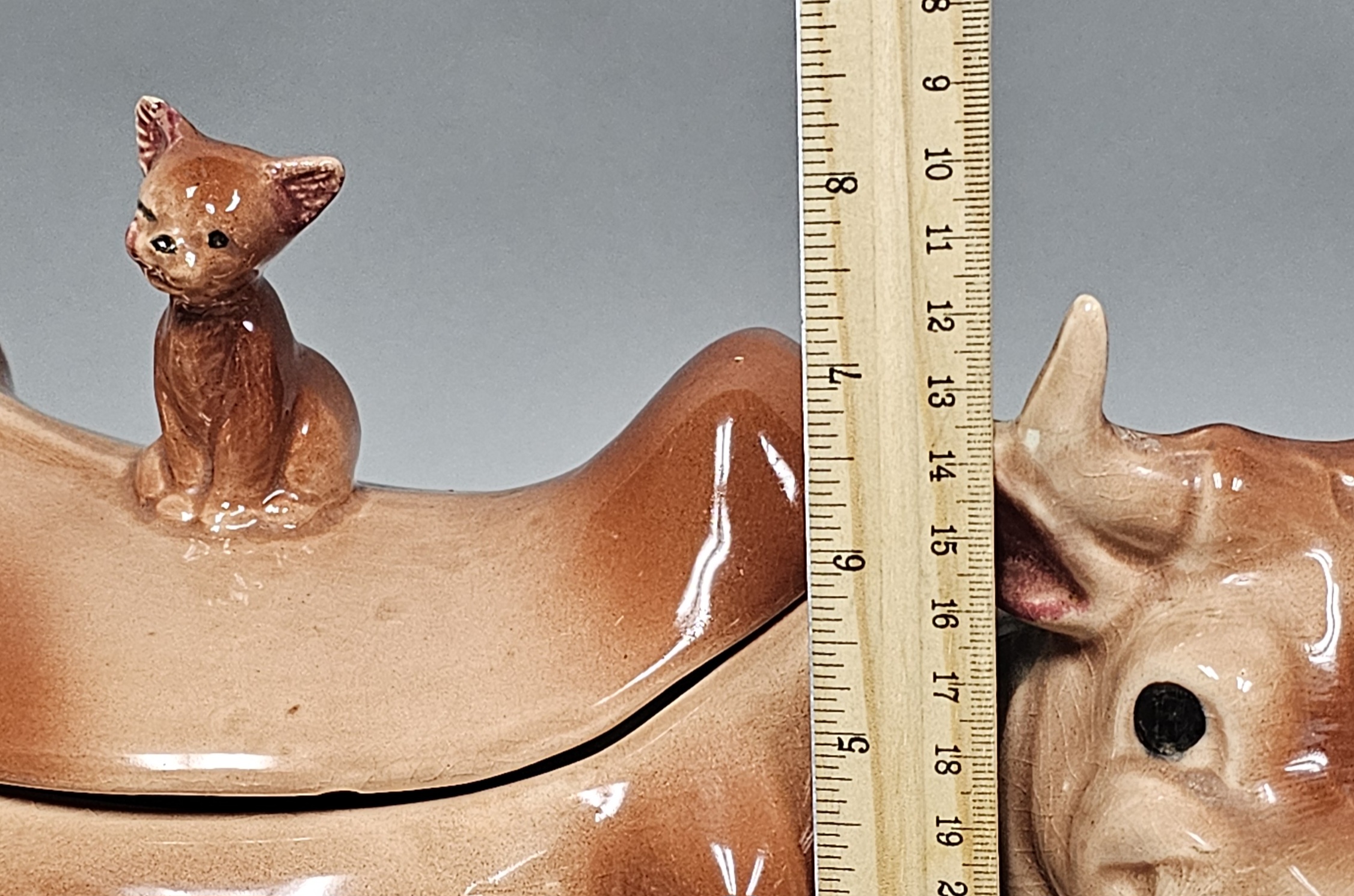 USA Glazed Ceramic Cow & Cat Jar