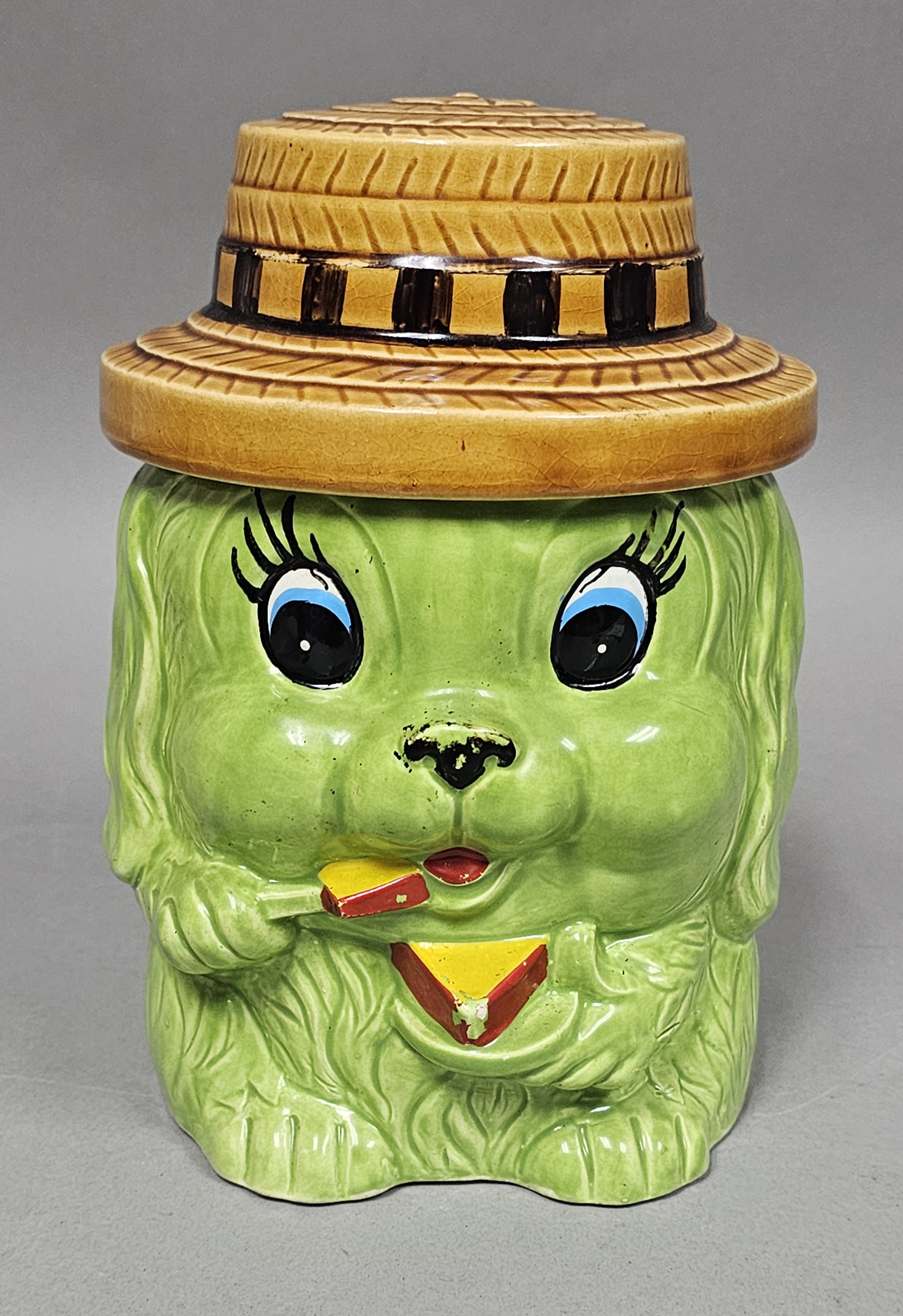 Japan Ceramic Green Dog Cookie Jar