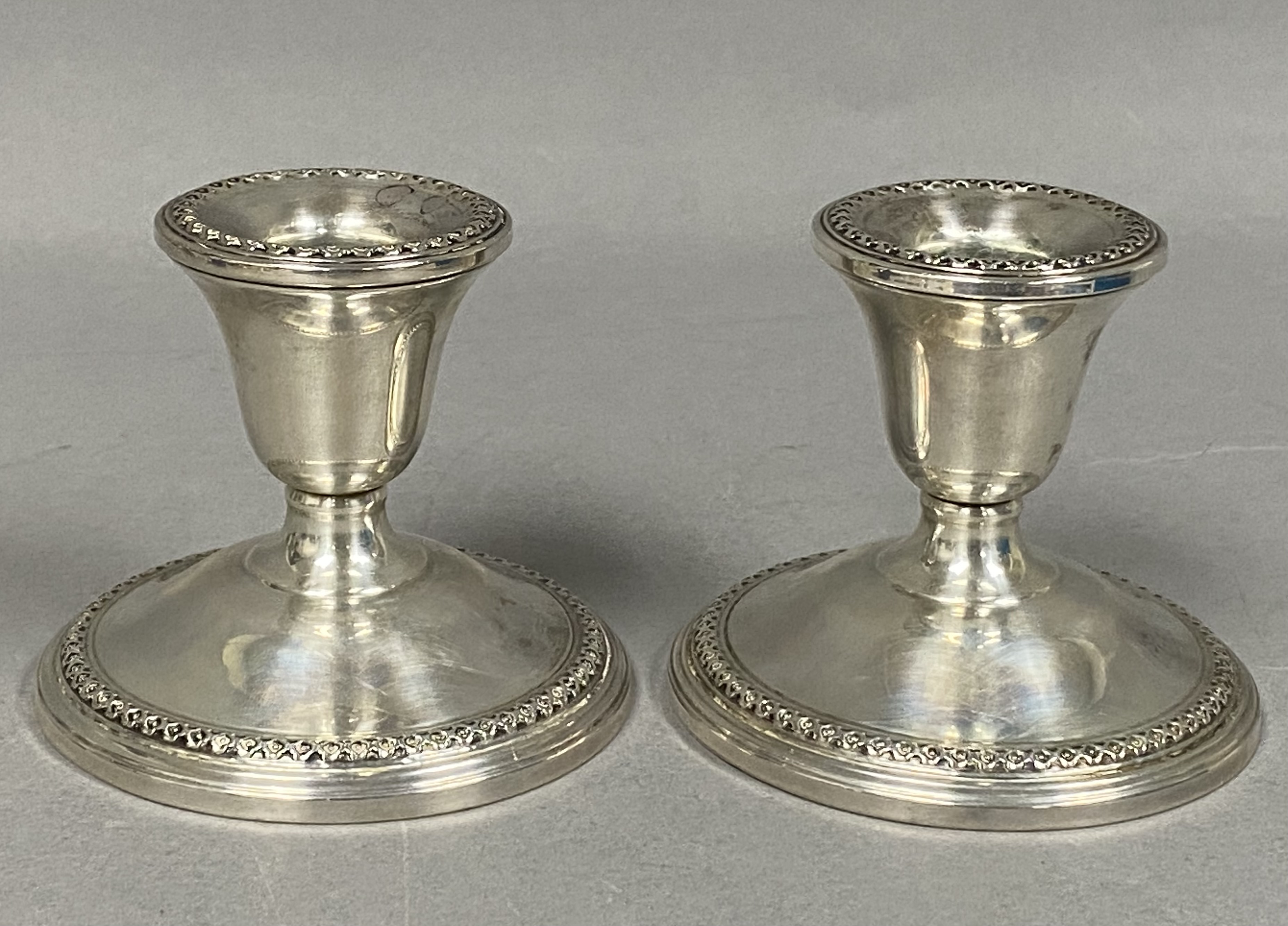 F. B. Rogers Sterling Beaded Candlesticks