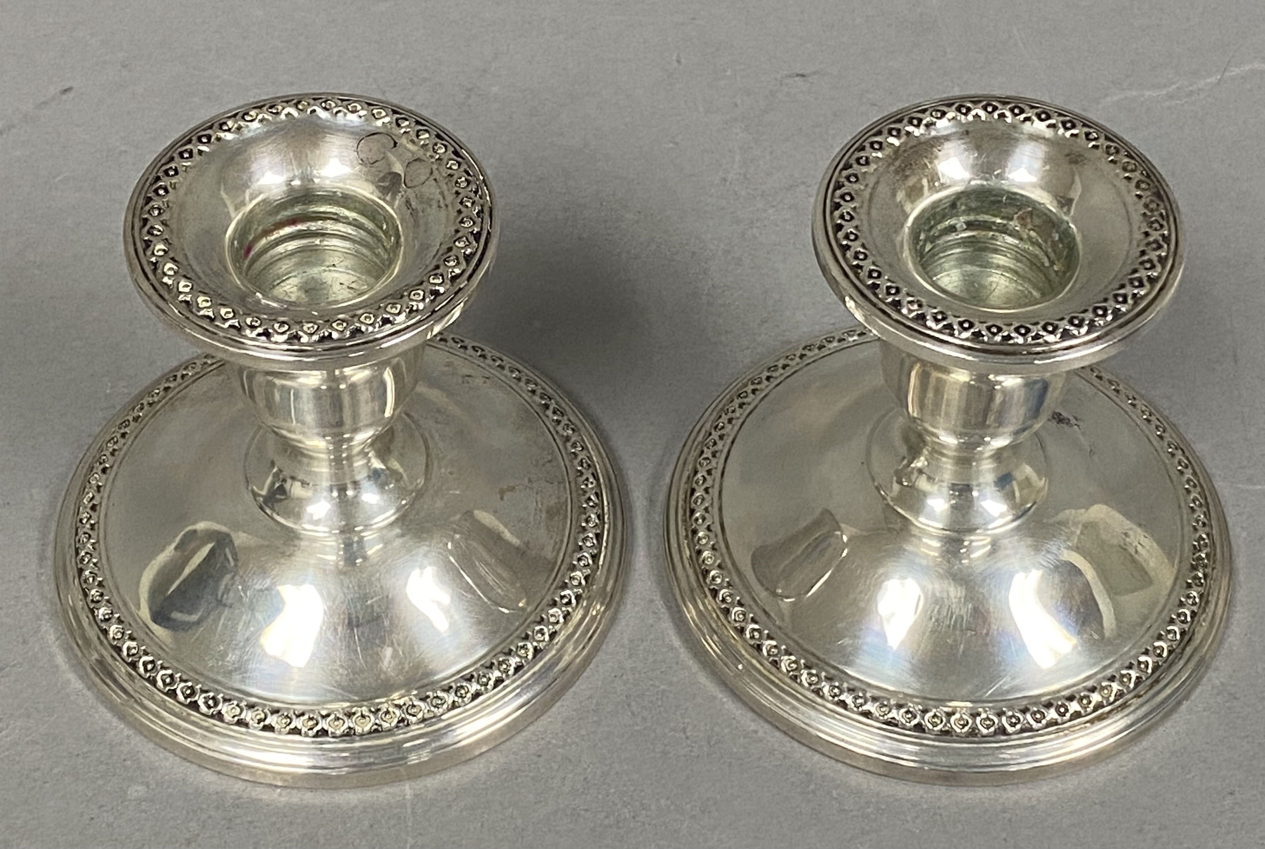 F. B. Rogers Sterling Beaded Candlesticks