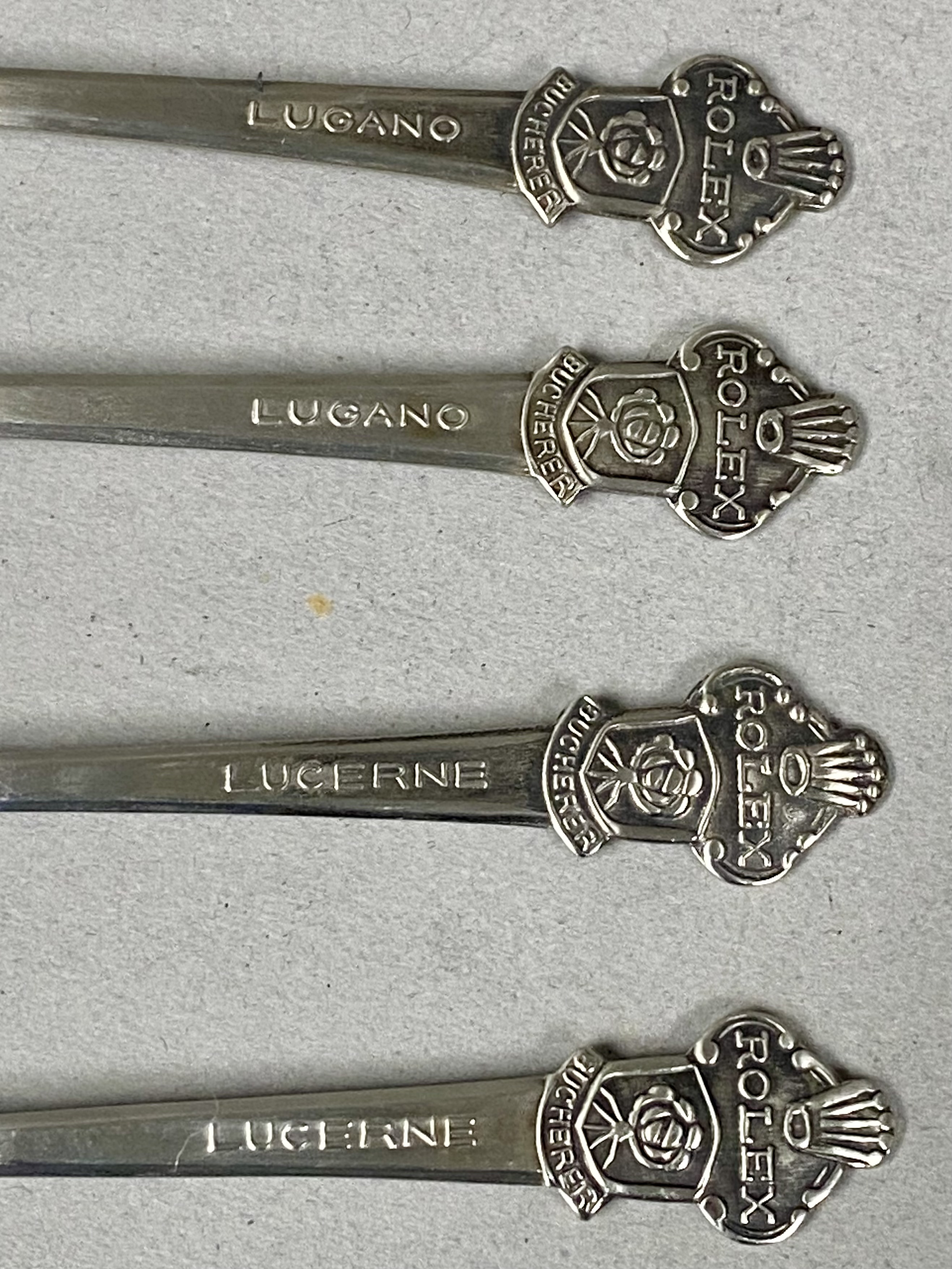 5 Rolex Bucherer Silver-Plated Souvenir Spoons