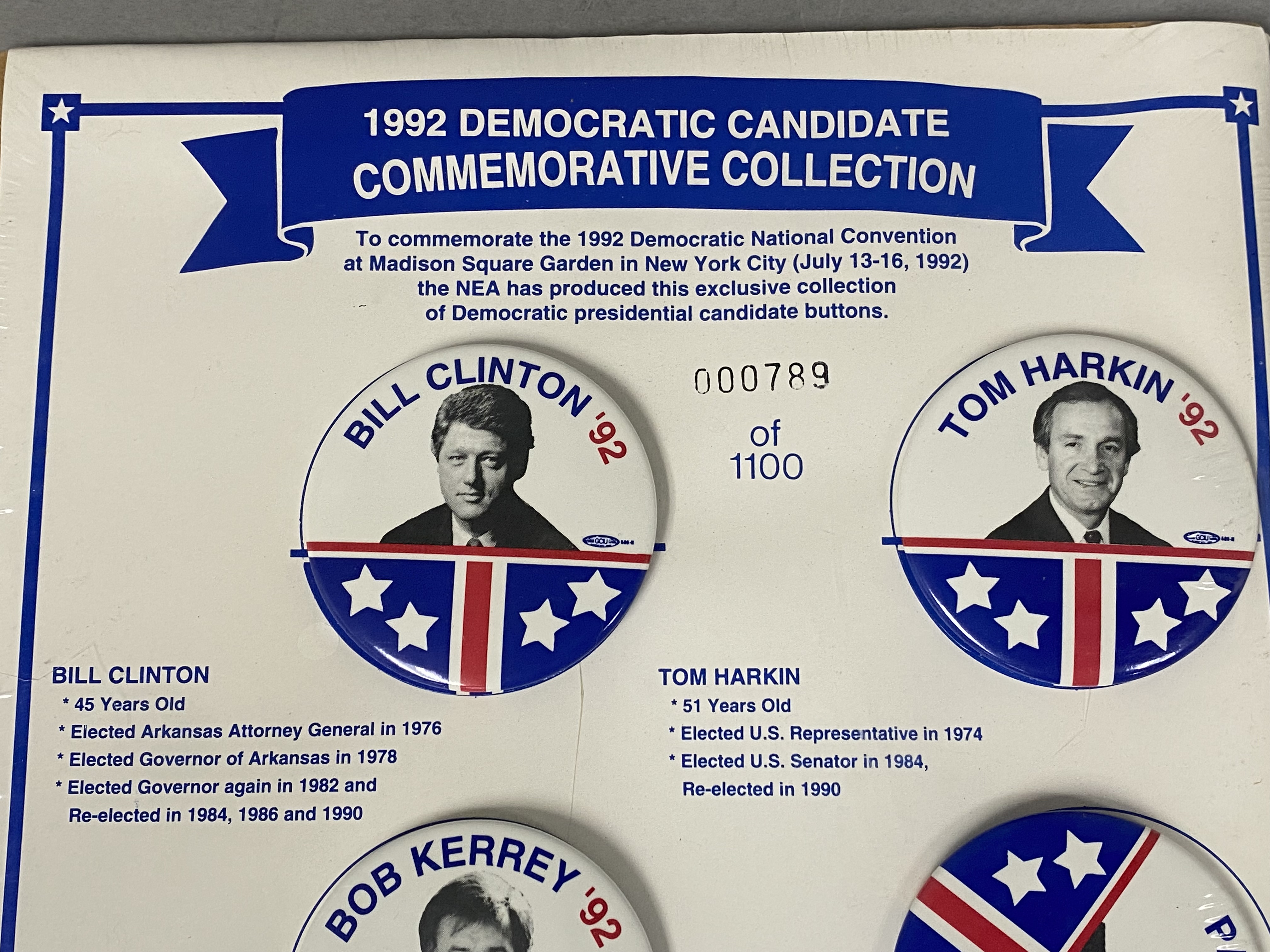 1992 DNC Commemorative Buttons & Financial Ephemera