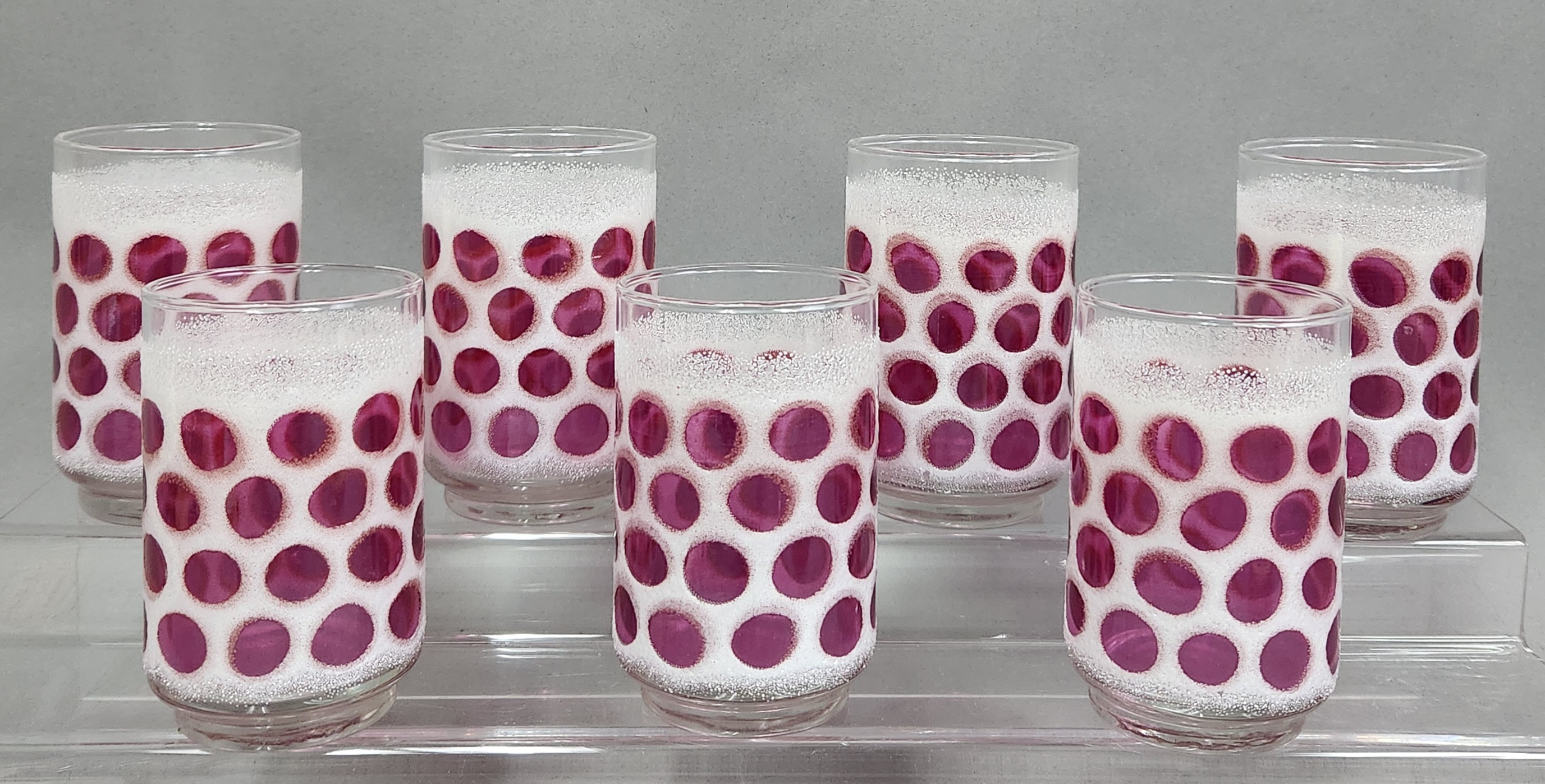 Libbey Concord Cranberry Coin Dot Tumblers