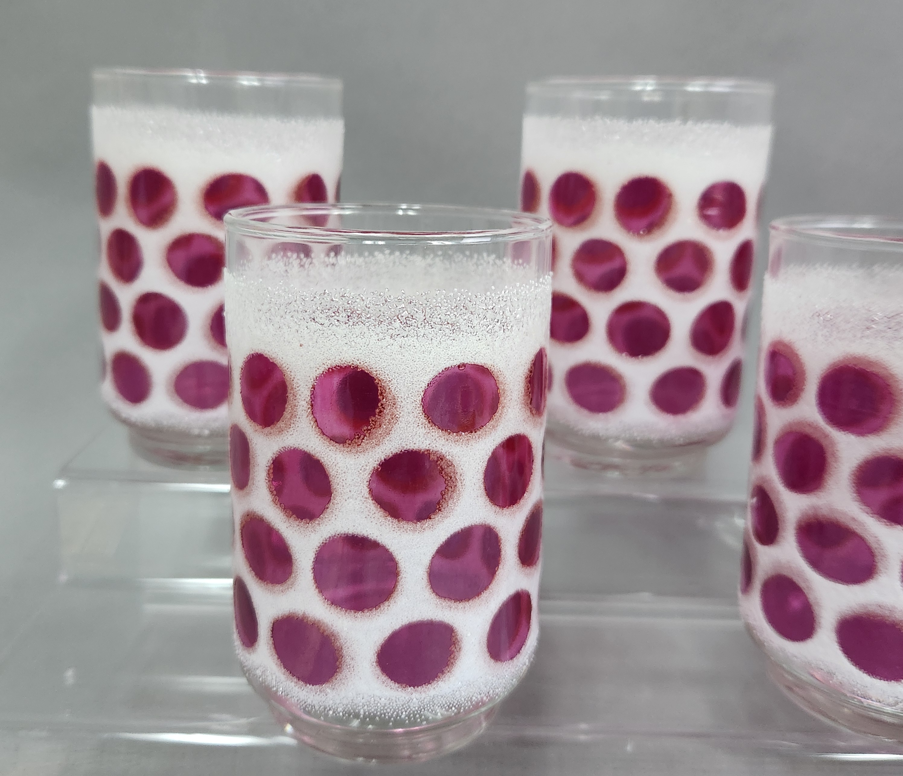 Libbey Concord Cranberry Coin Dot Tumblers