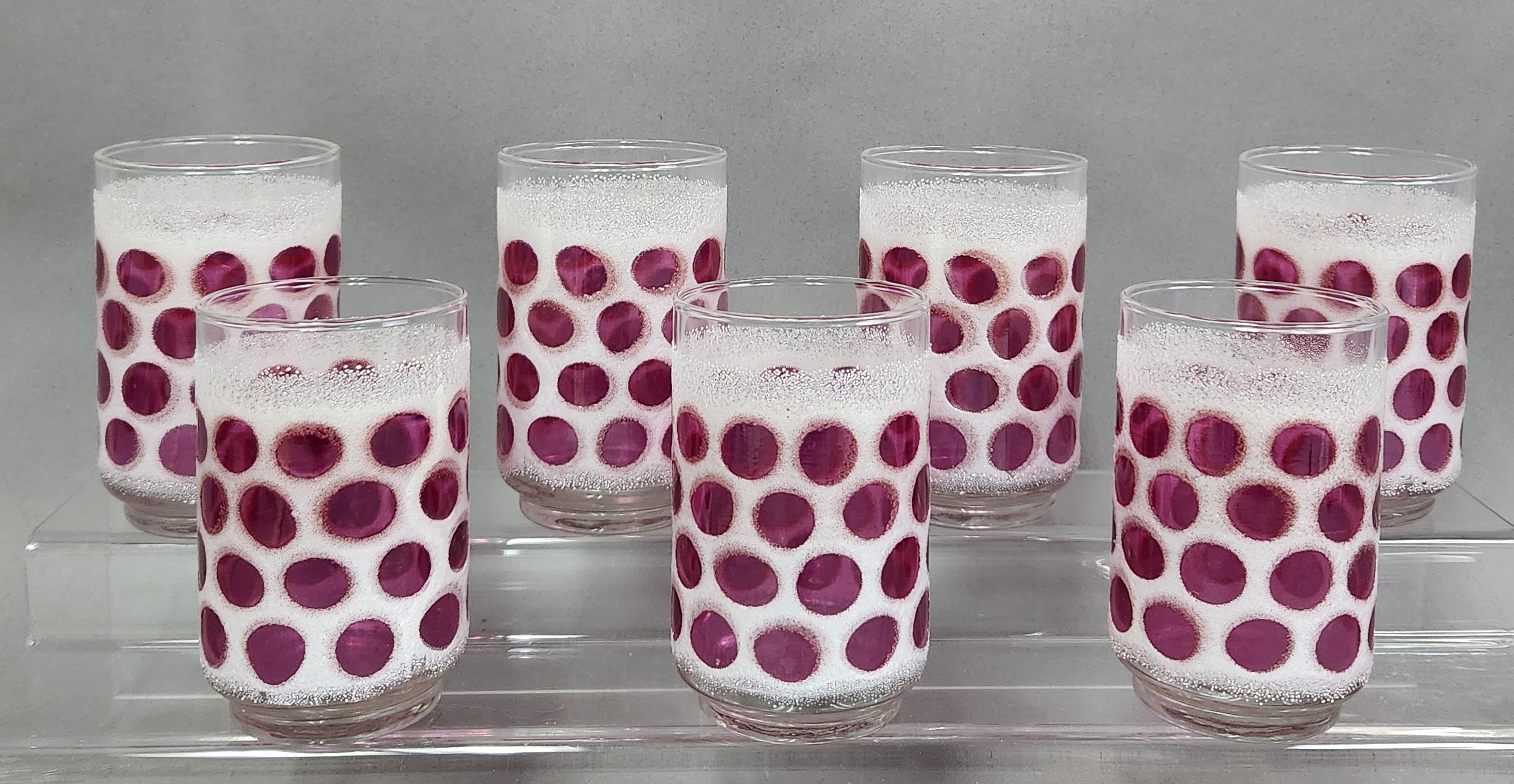 Libbey Concord Cranberry Coin Dot Tumblers #2